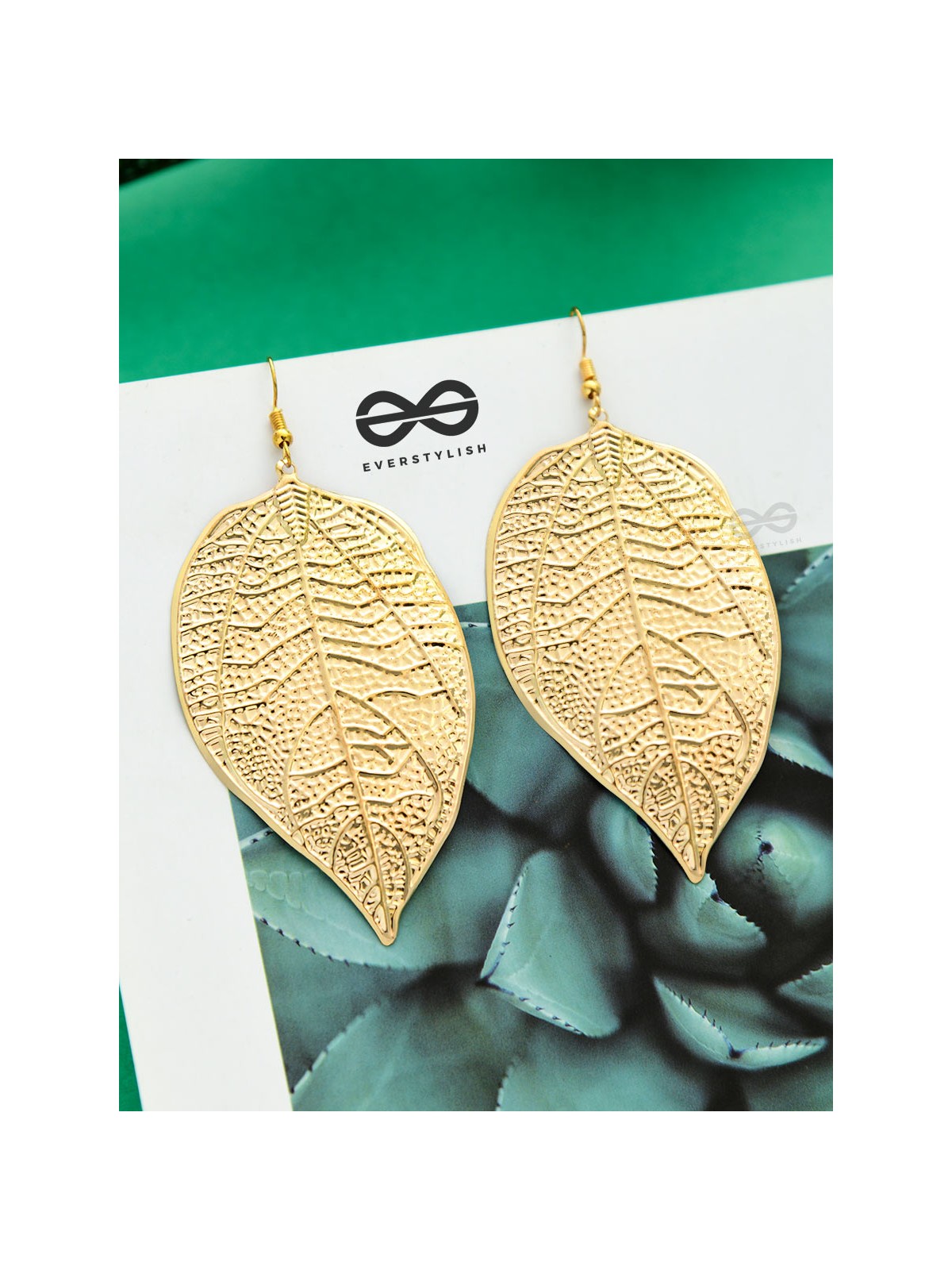 The Shimmery Leaflets - Golden Dangling Earrings