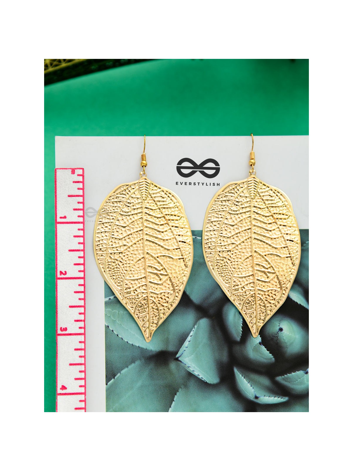 The Shimmery Leaflets - Golden Dangling Earrings
