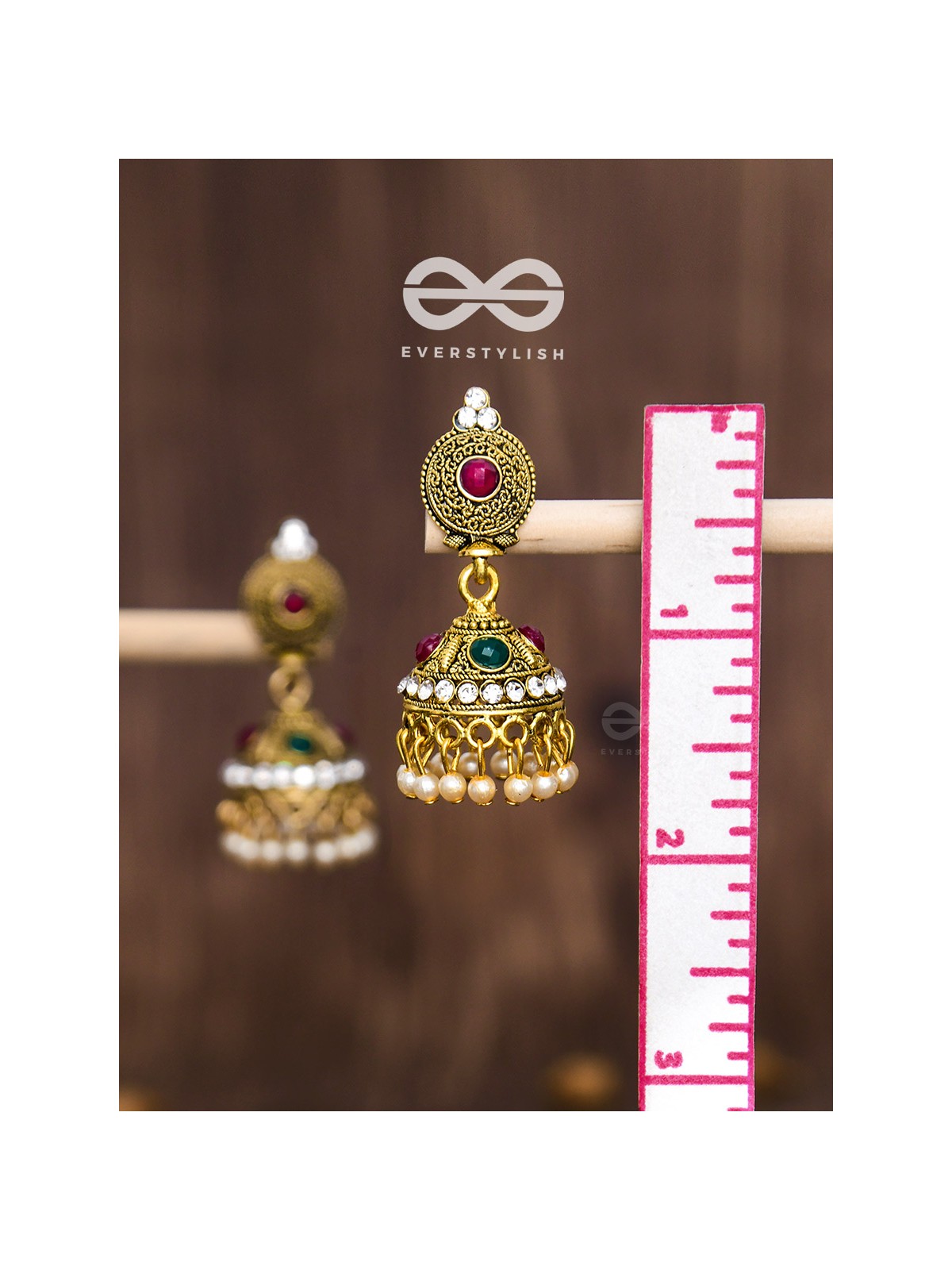 The Golden Intricate Delight - Embellished Oxidised Earrings