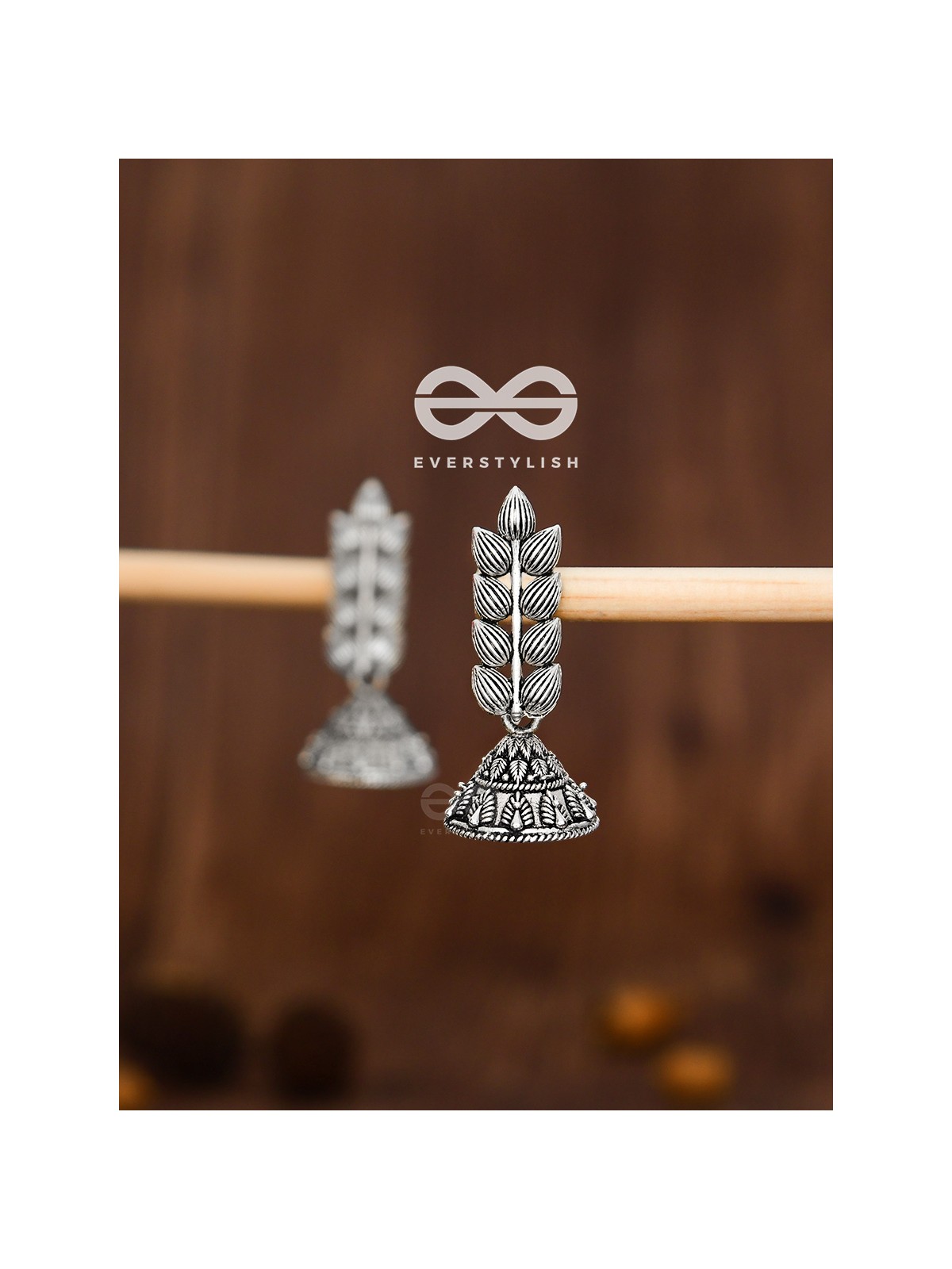 The Elegant Leaf Intricate Peacock Jhumkis - Oxidised Boho Earrings