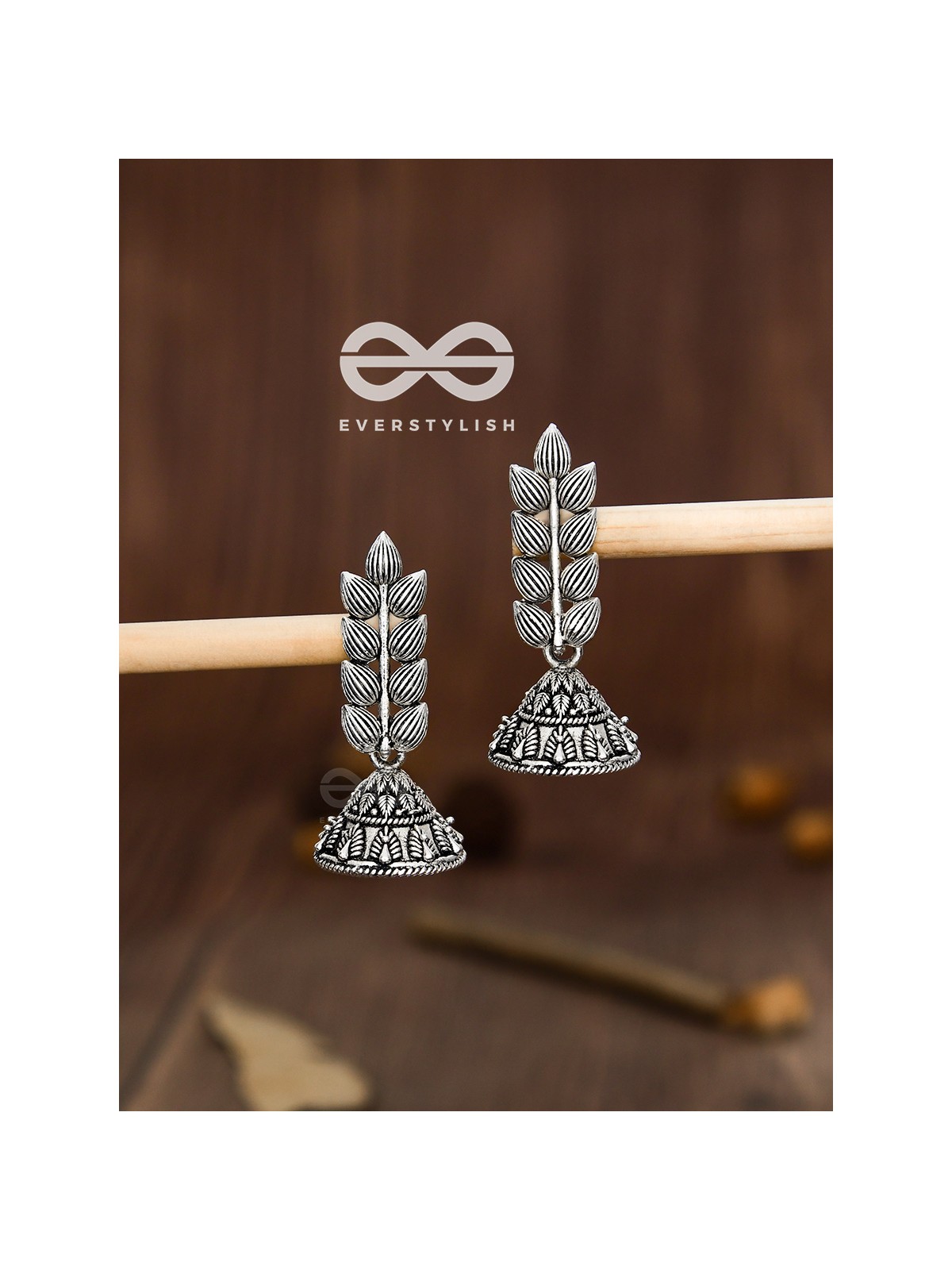 The Elegant Leaf Intricate Peacock Jhumkis - Oxidised Boho Earrings