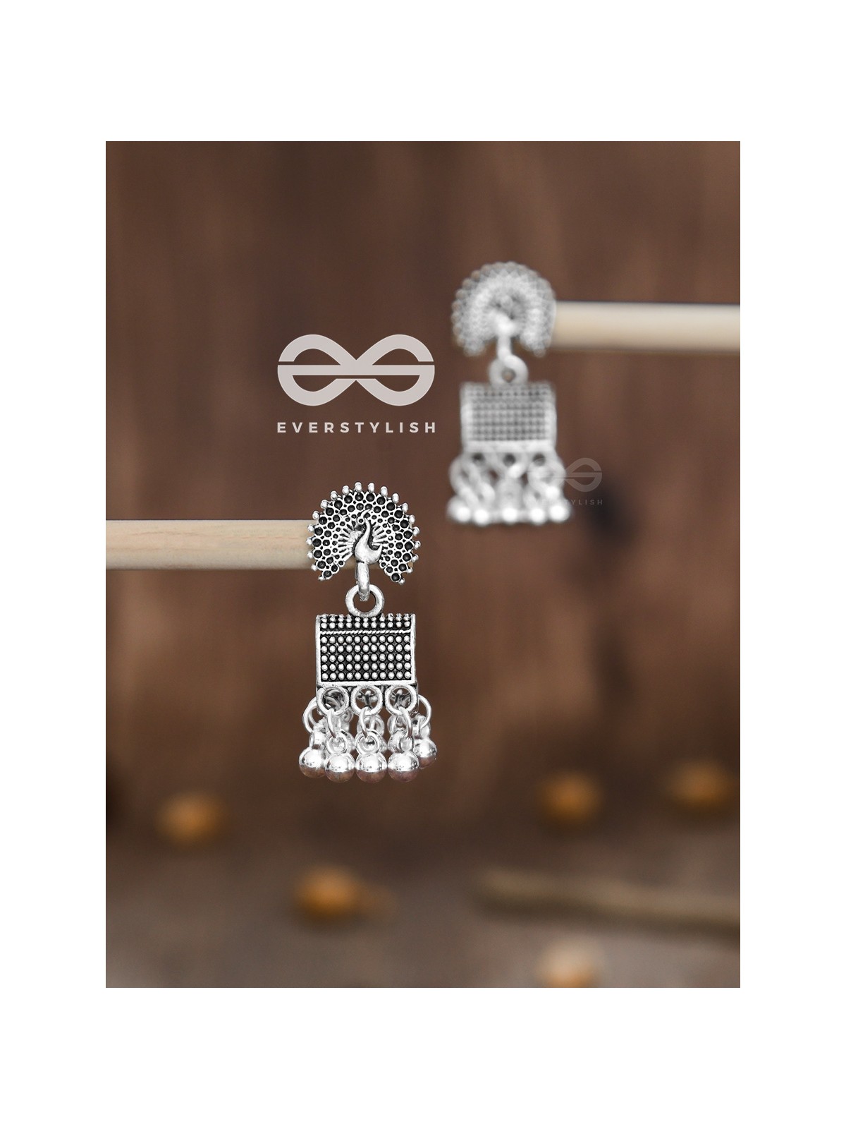 The Fanning Peacock Cylindrical Jhumkis - Tiny Trinket Collection