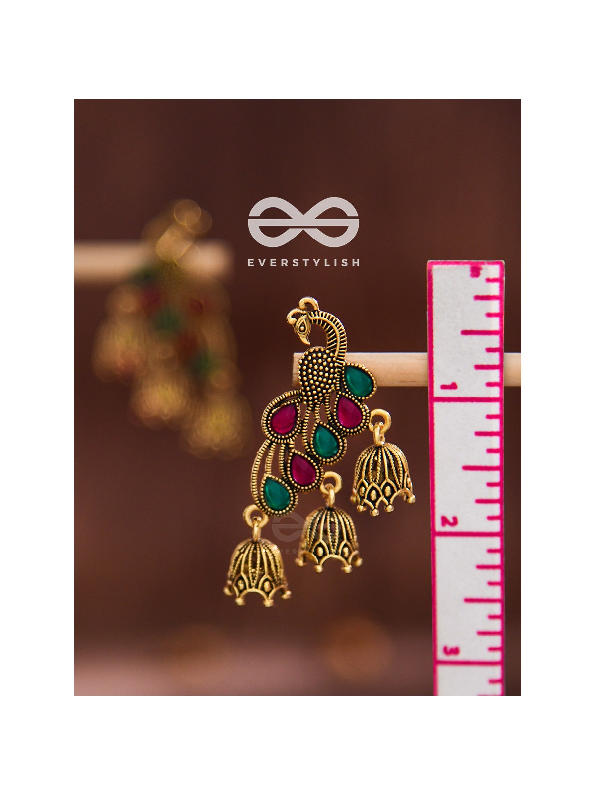 The magnificent meryll Intricate Peacock jhumkis (Golden)