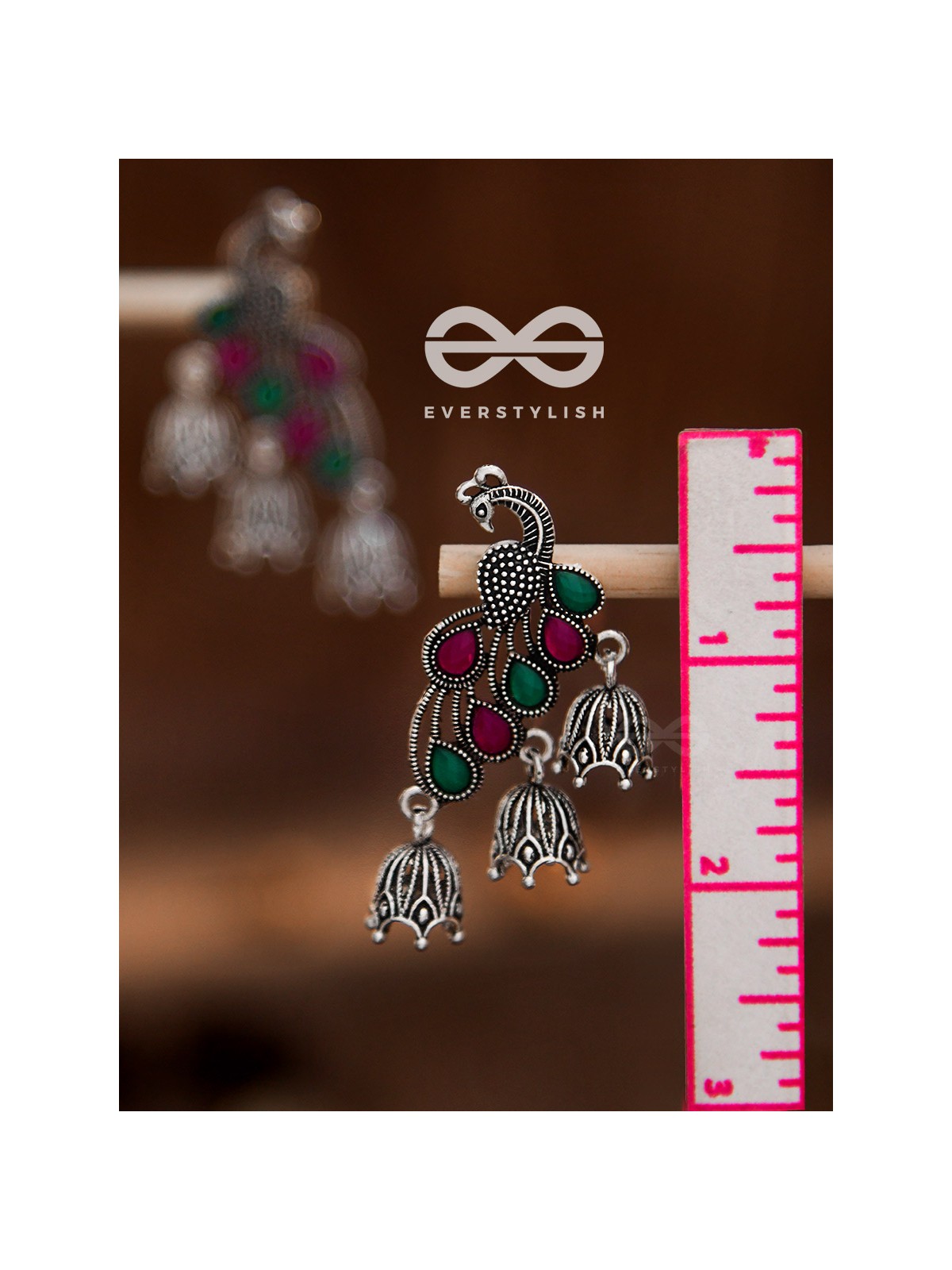 The Embellished Intricate Peacock Triple jhumkis