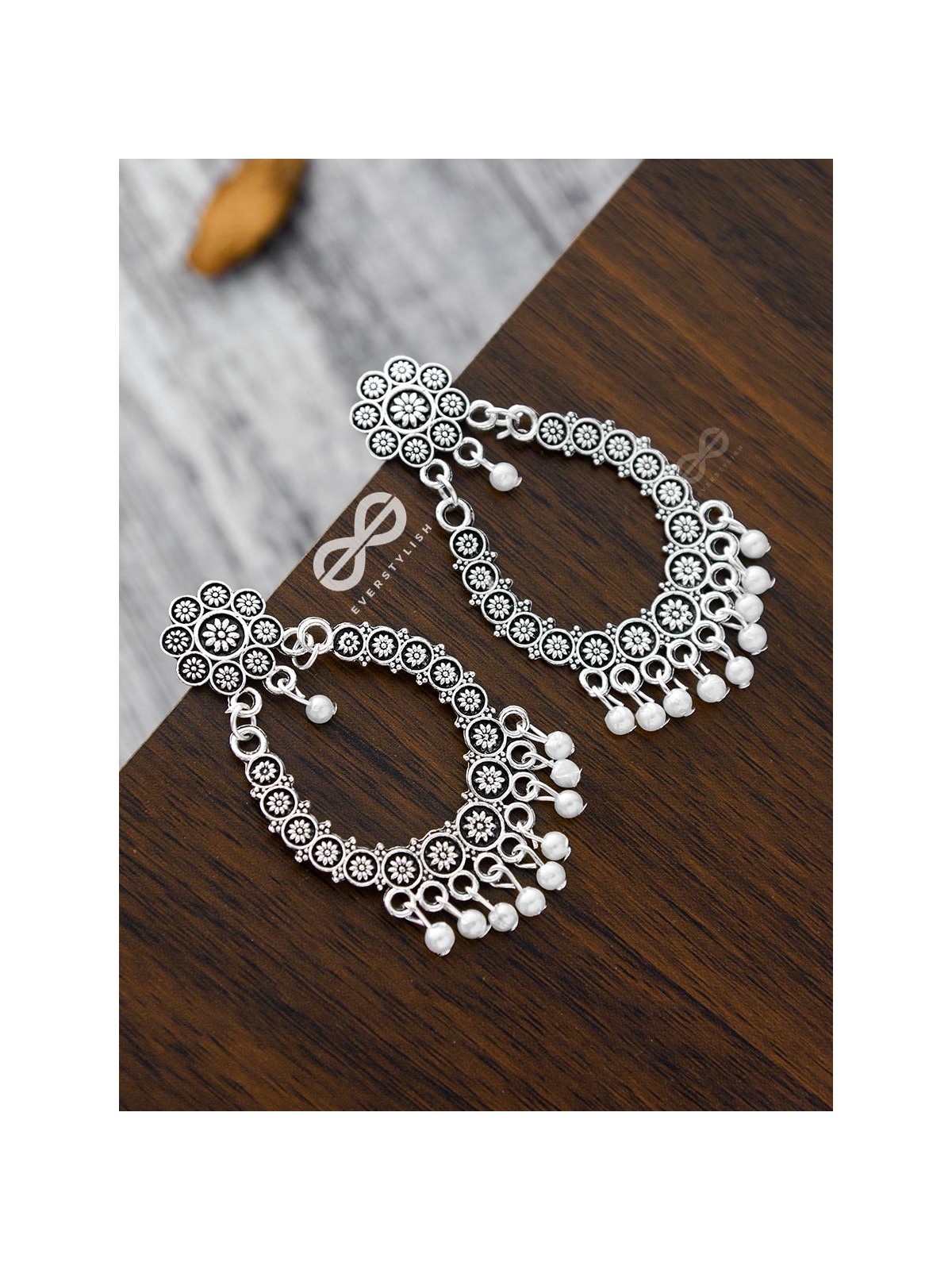 A Floral Intricacy - Oxidised Boho Earrings