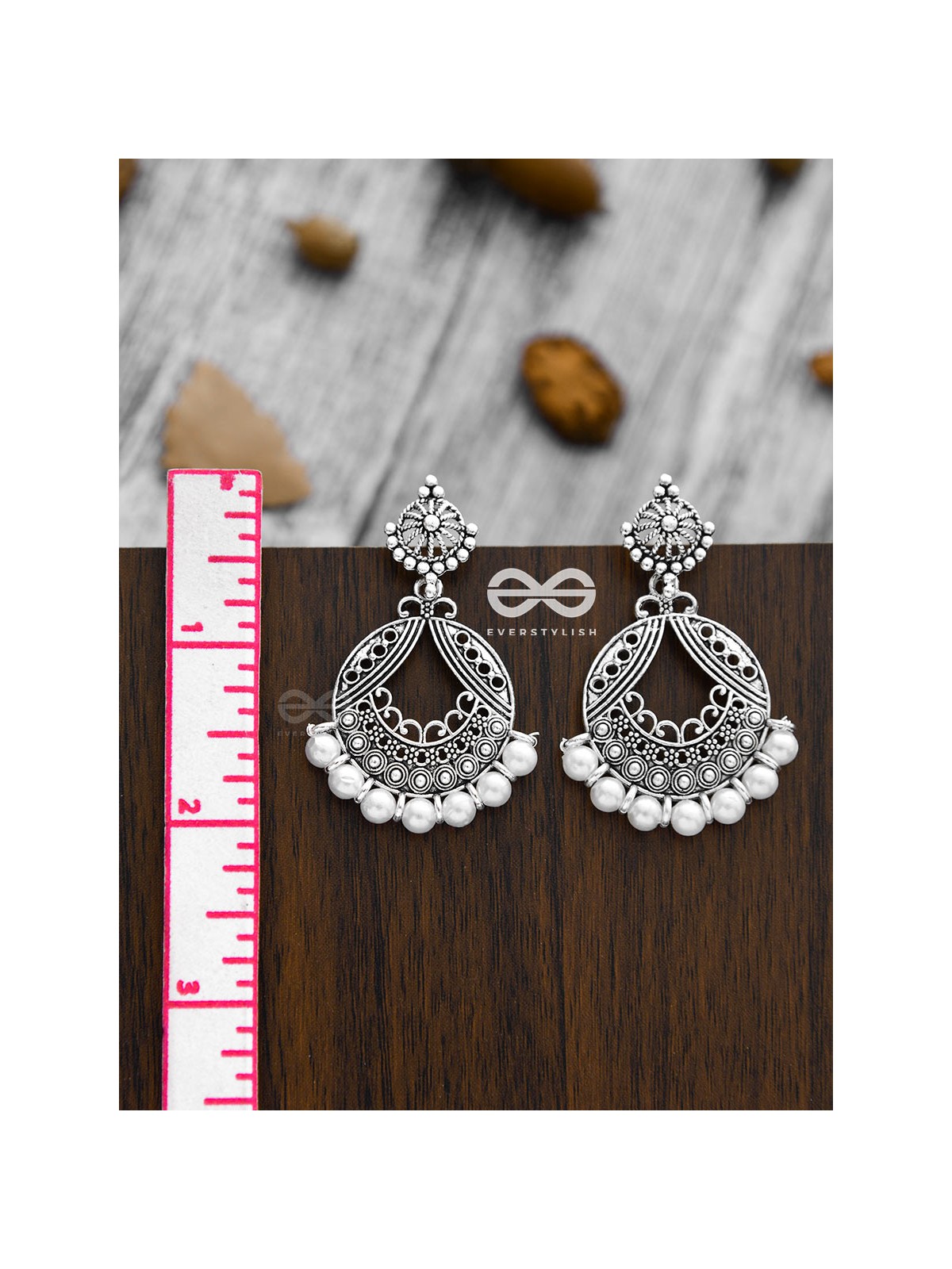 A Beautiful Pearl Artistry - Oxidised Boho Earrings