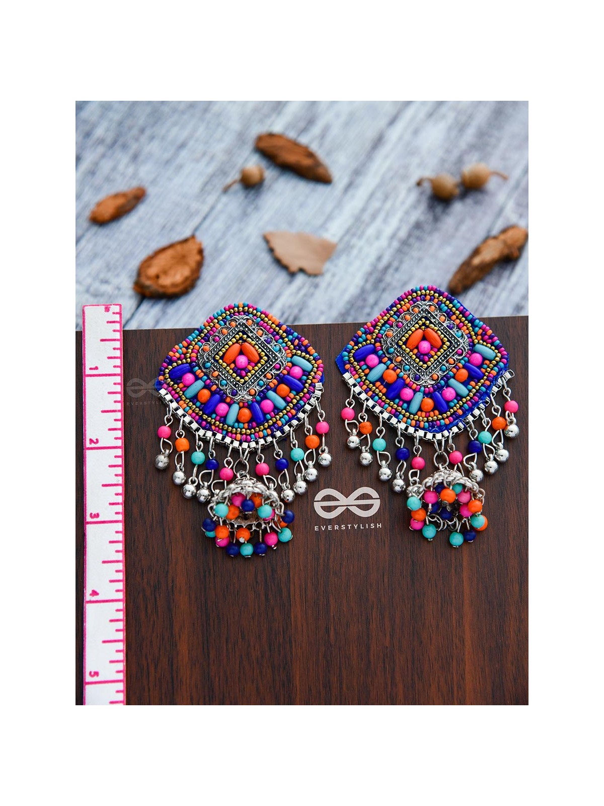 A Sensational Statement - Embroidered Oxidised Jhumkas