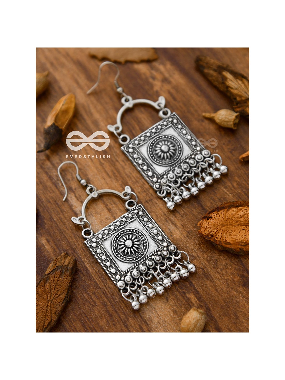 The Intricate Geometric Danglers - Oxidised Boho Earrings