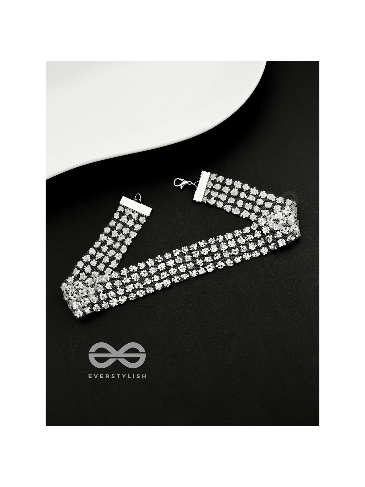 Shimmer on My Neck - Statement Silver Choker