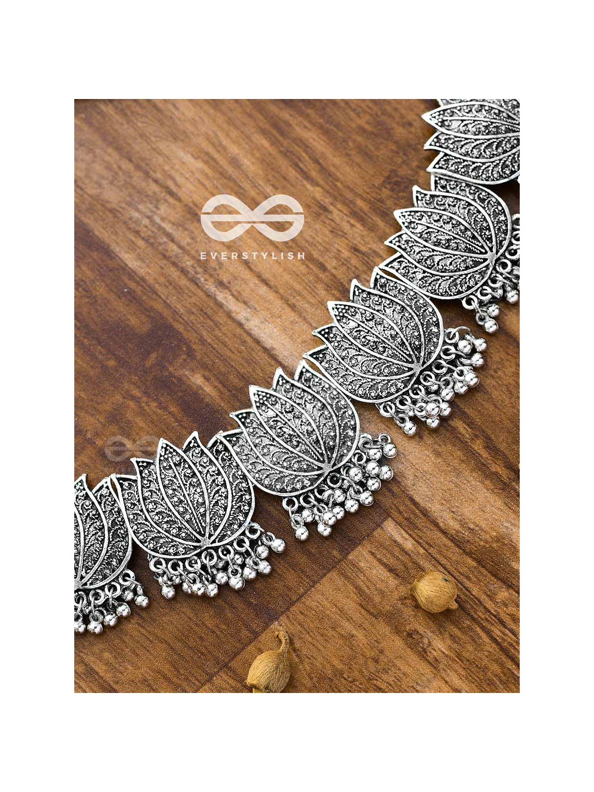 The Statement Lotus Choker - Oxidised Boho Collection