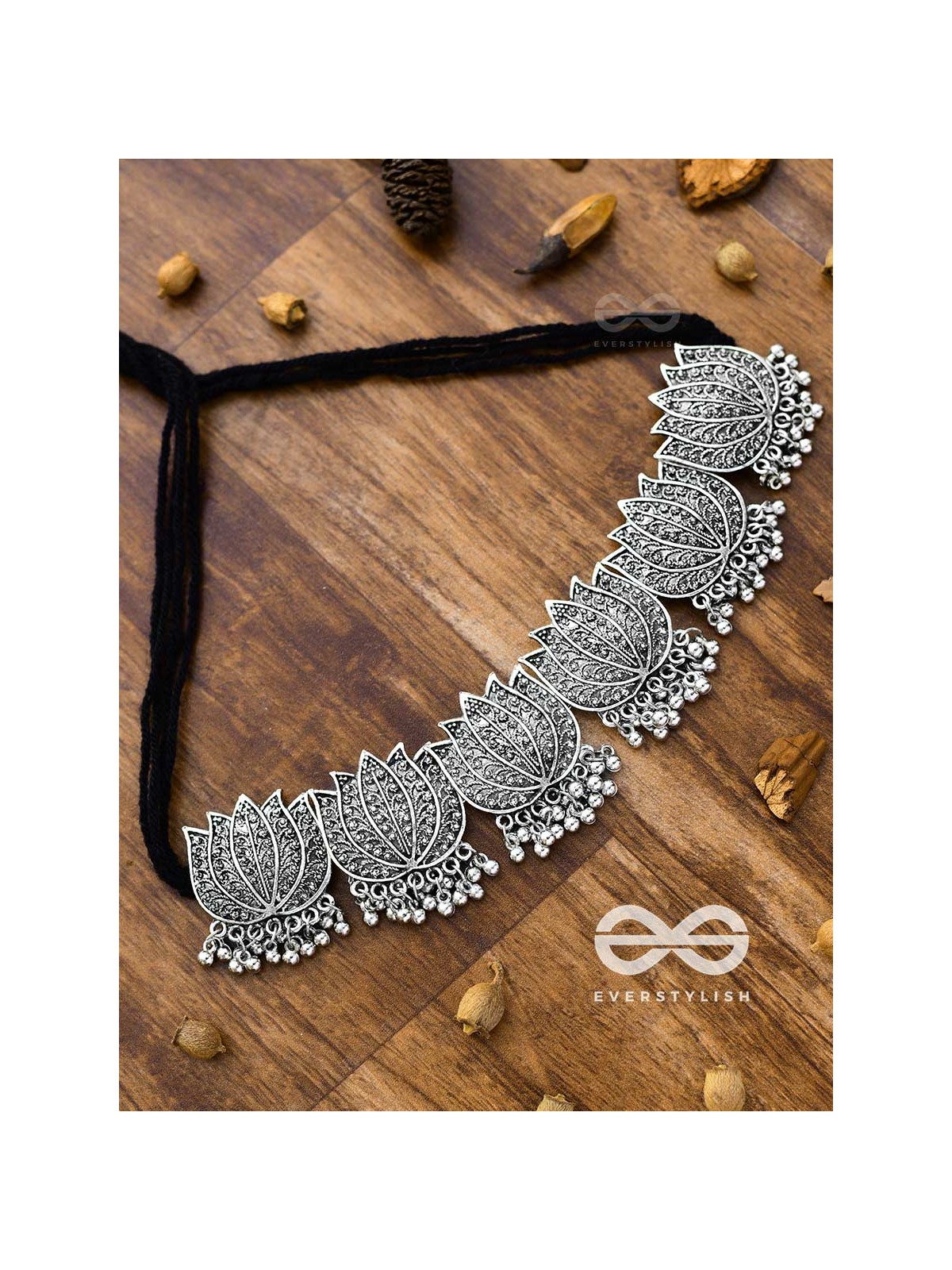 The Statement Lotus Choker - Oxidised Boho Collection