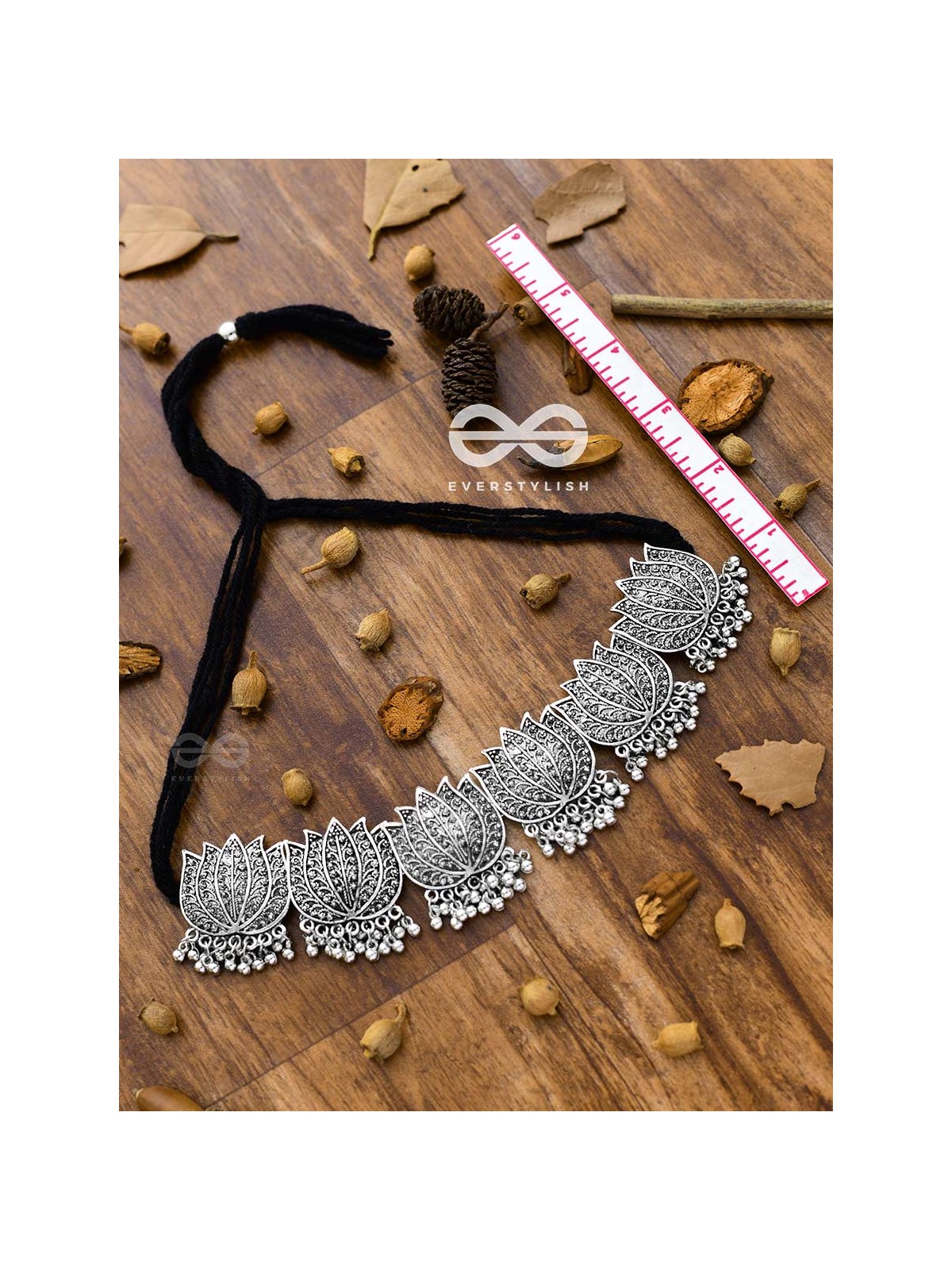 The Statement Lotus Choker - Oxidised Boho Collection