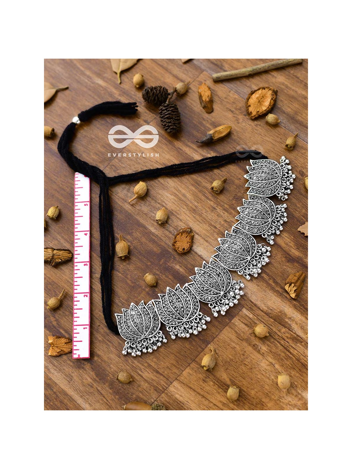 The Statement Lotus Choker - Oxidised Boho Collection