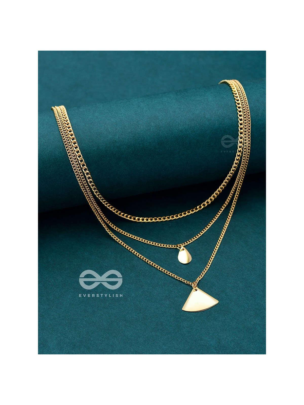 The Elegant Curves  - Golden Triple Layered Statement Neckpiece