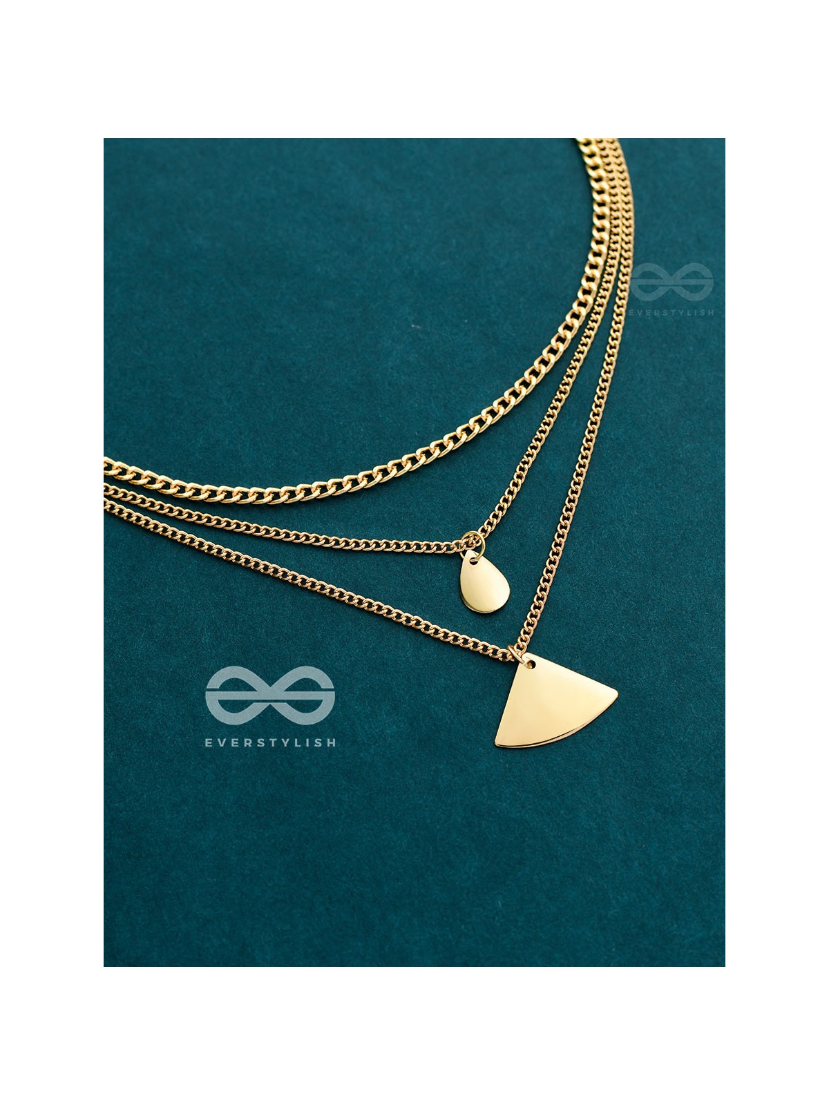 The Elegant Curves  - Golden Triple Layered Statement Neckpiece