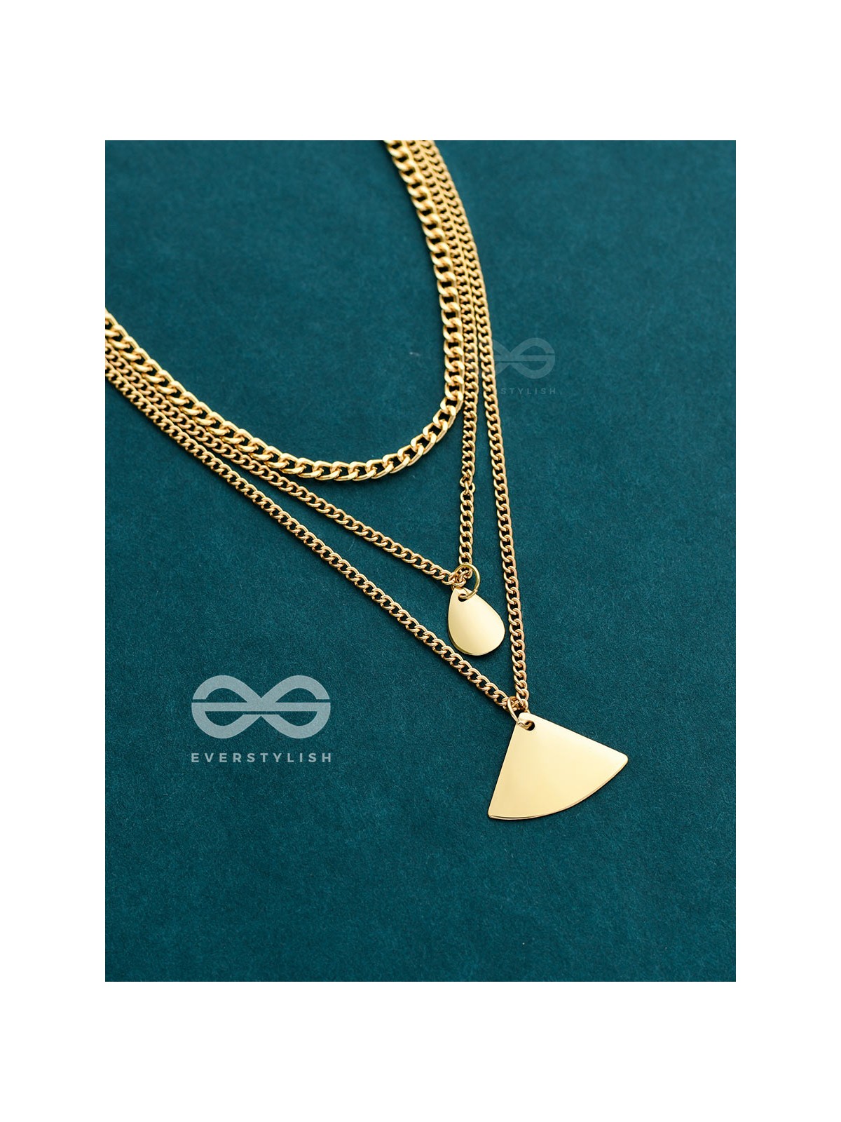 The Elegant Curves  - Golden Triple Layered Statement Neckpiece
