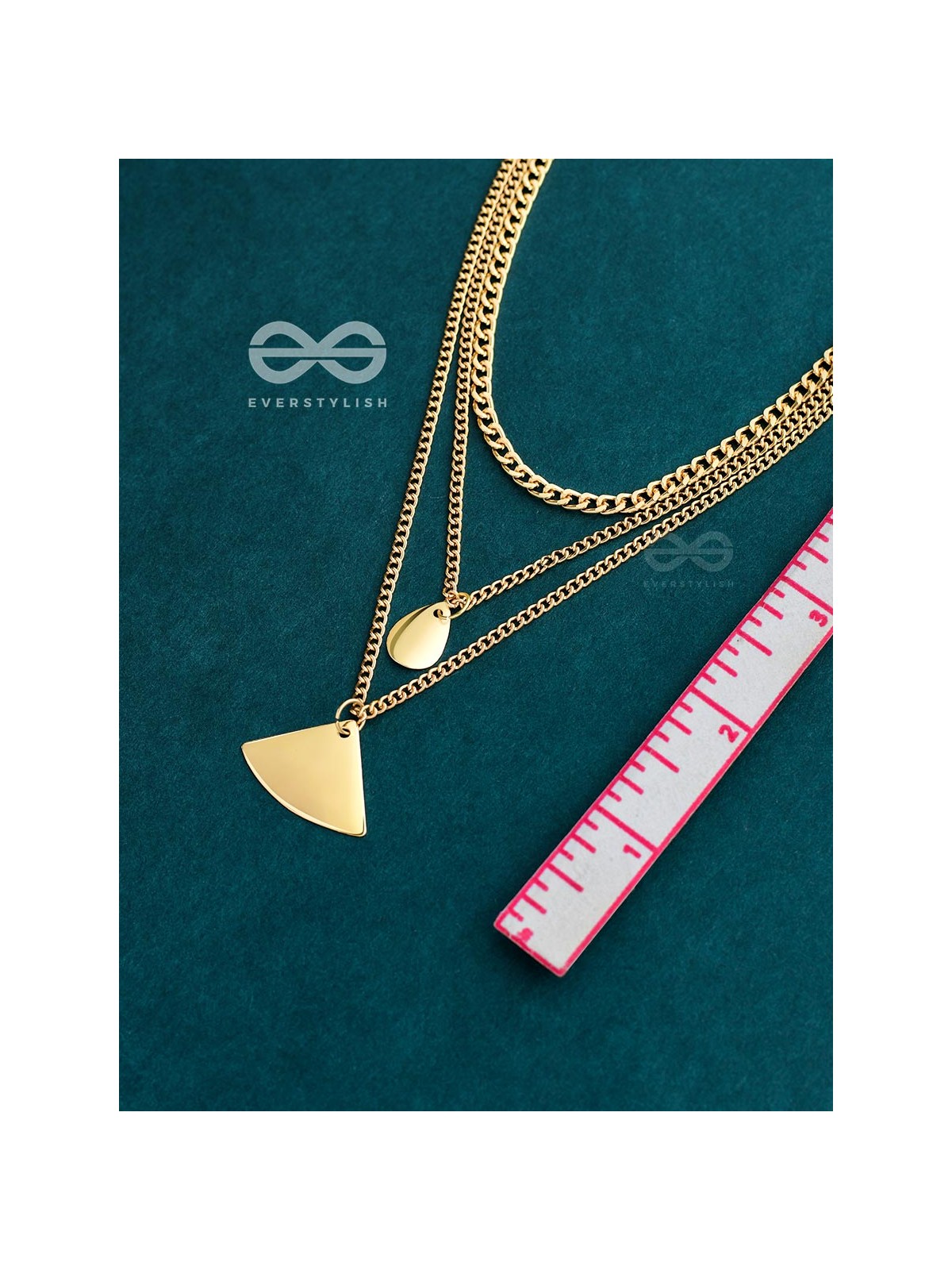 The Elegant Curves  - Golden Triple Layered Statement Neckpiece