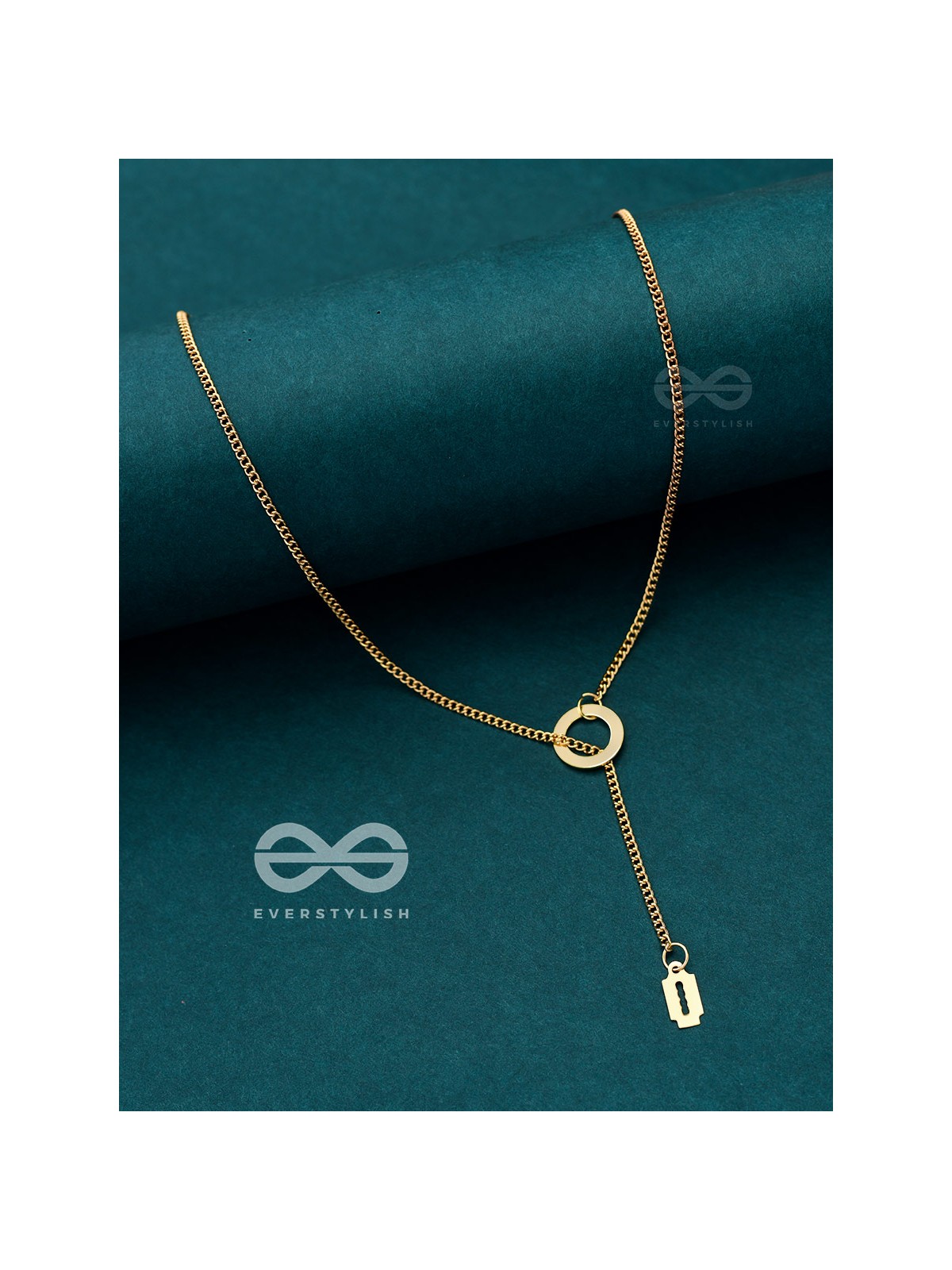 With A Halo And A Razor - Golden Statement Loop Neckpiece With Anti-Tarnish Coating