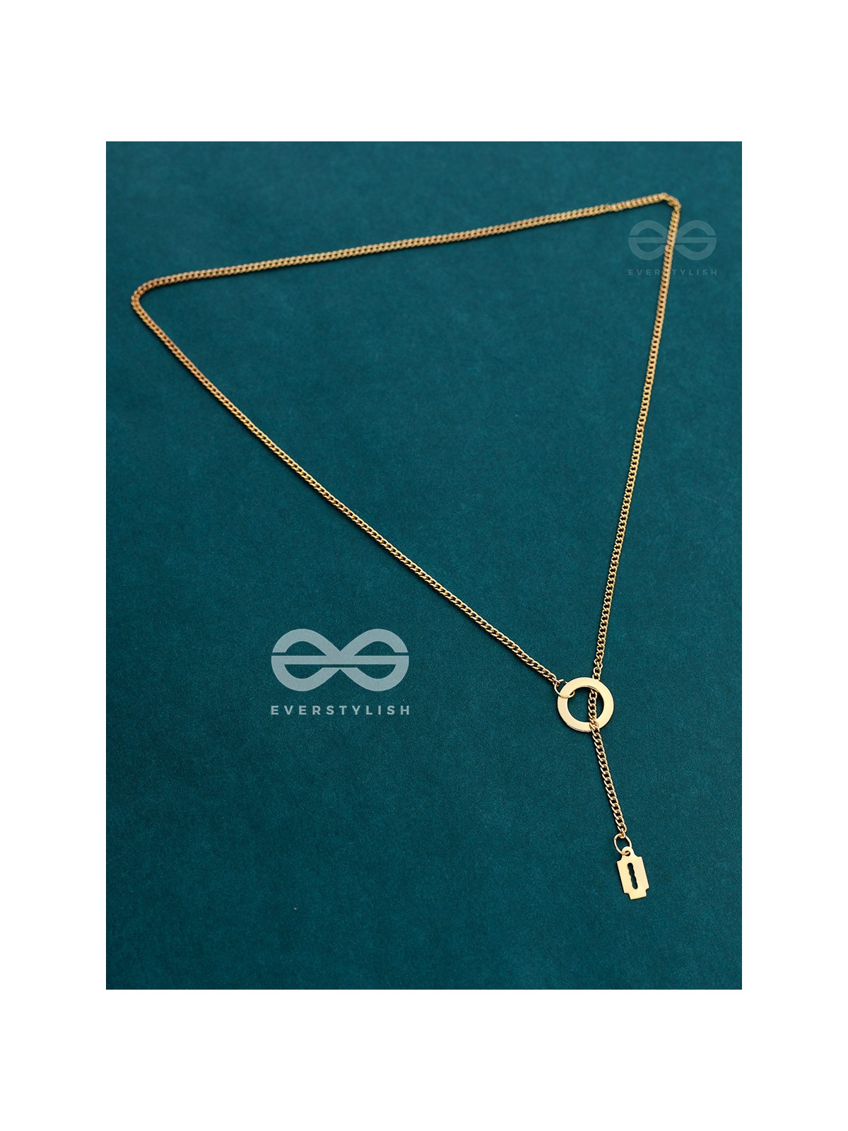 With A Halo And A Razor - Golden Statement Loop Neckpiece With Anti-Tarnish Coating