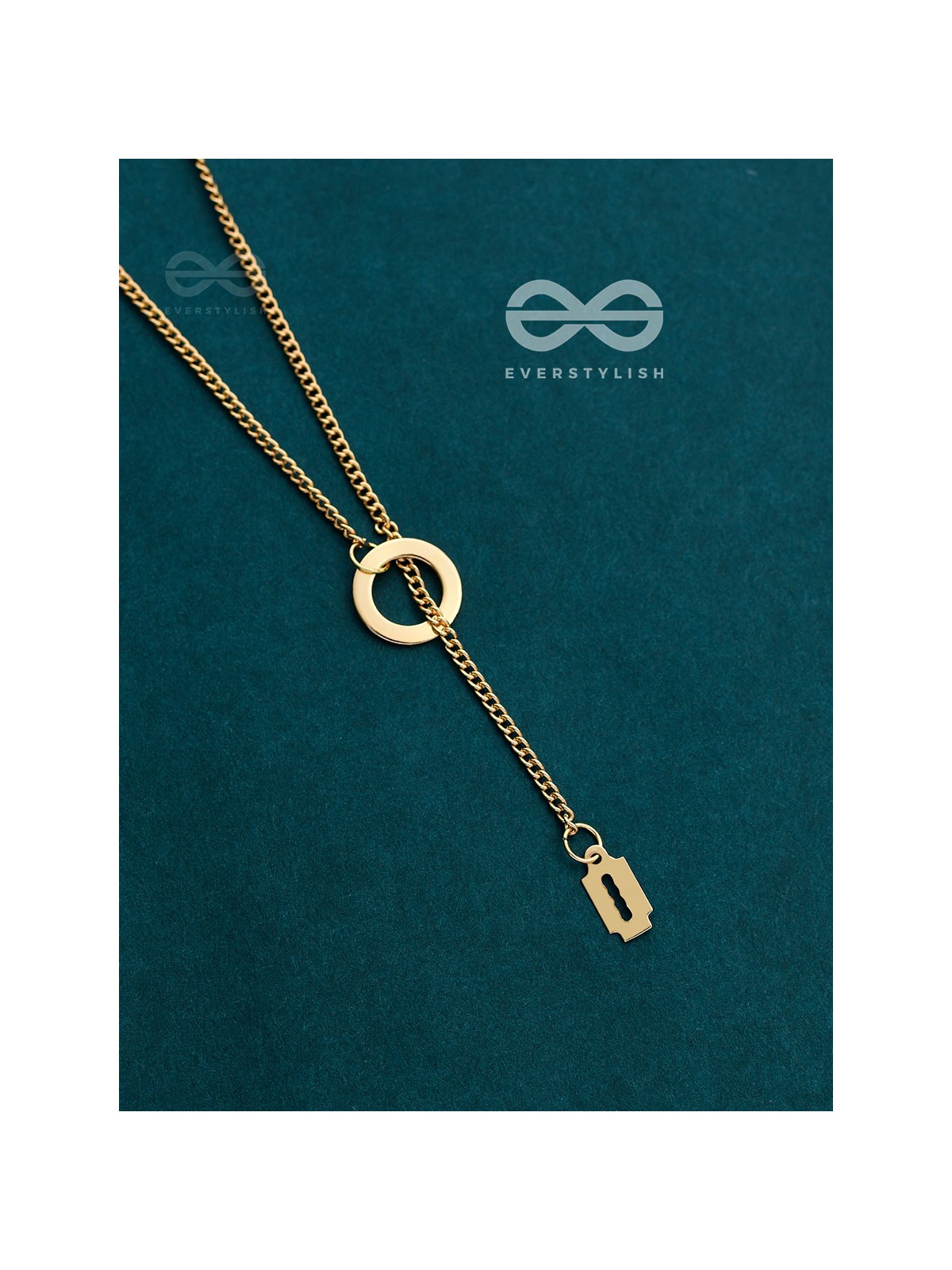 With A Halo And A Razor - Golden Statement Loop Neckpiece With Anti-Tarnish Coating