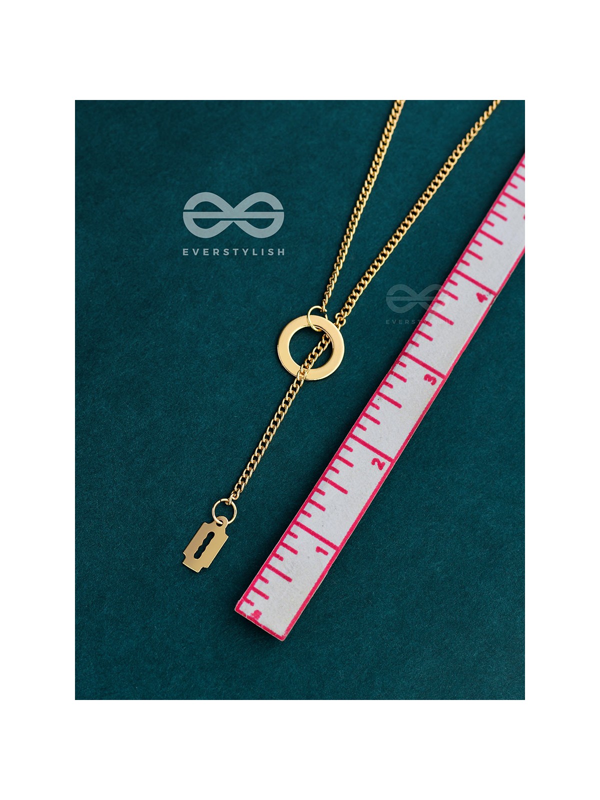 With A Halo And A Razor - Golden Statement Loop Neckpiece With Anti-Tarnish Coating