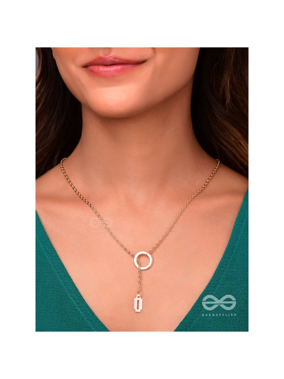 With A Halo And A Razor - Golden Statement Loop Neckpiece With Anti-Tarnish Coating