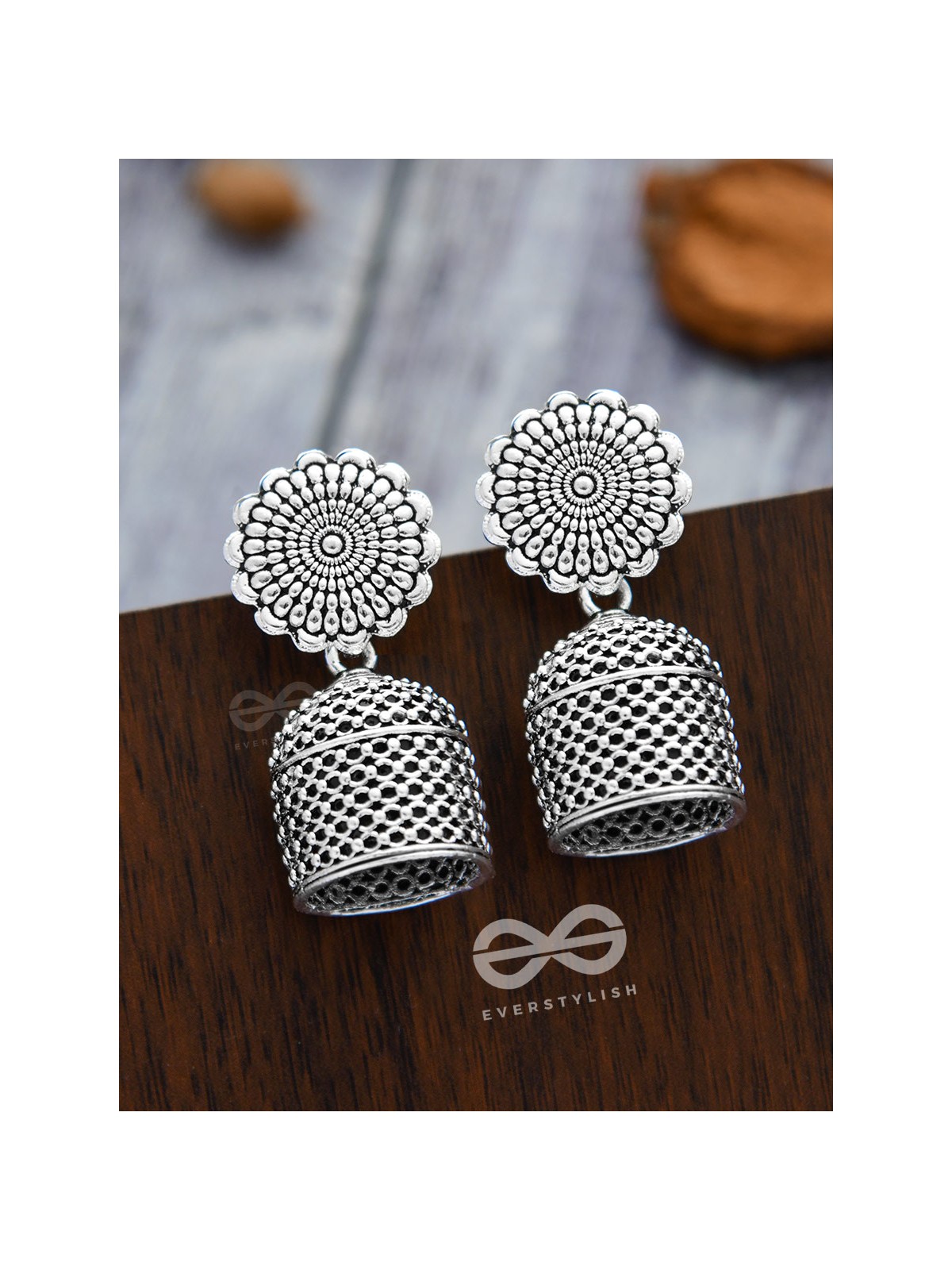 The untold mystery-  Oxidised boho cylindrical Jhumki