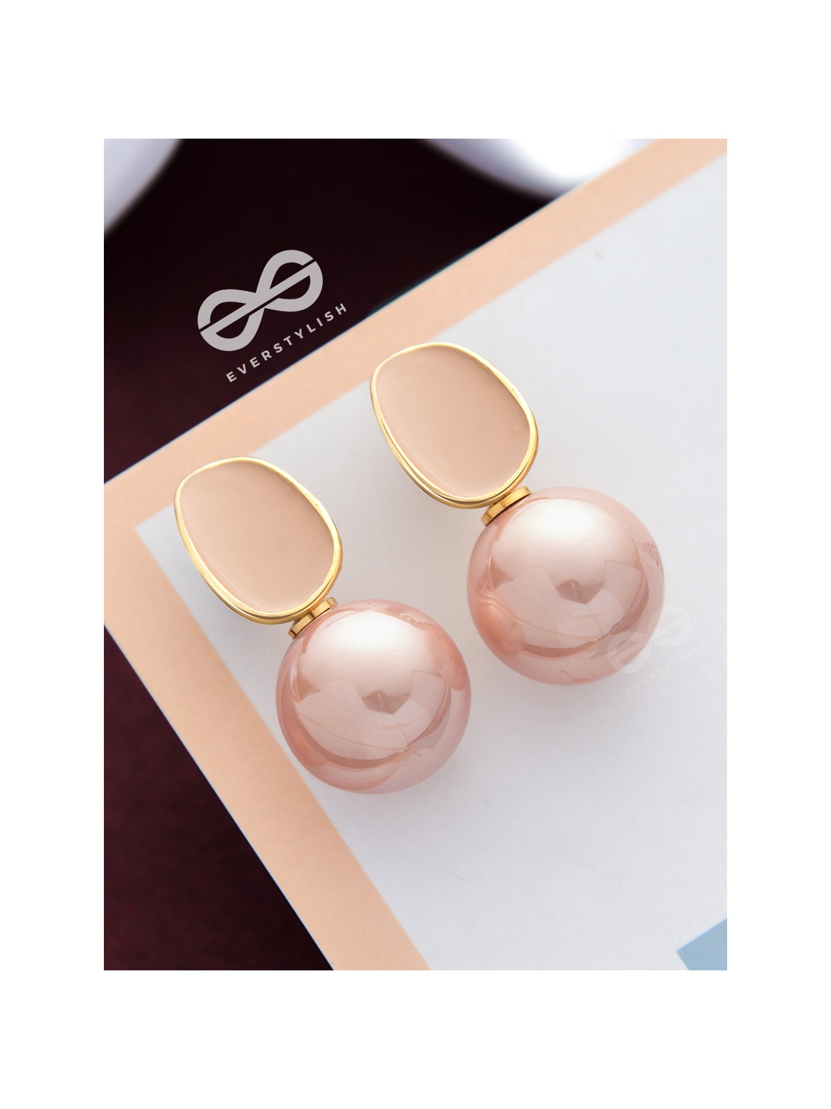 The Mesmerisingly Chic Statement Makers- Enamelled Pearl Earrings (Blush Pink)