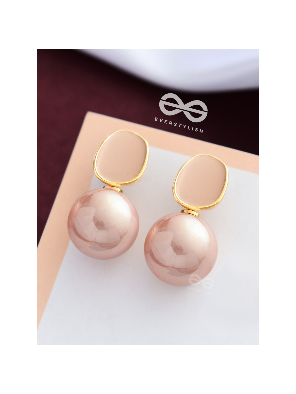 The Mesmerisingly Chic Statement Makers- Enamelled Pearl Earrings (Blush Pink)