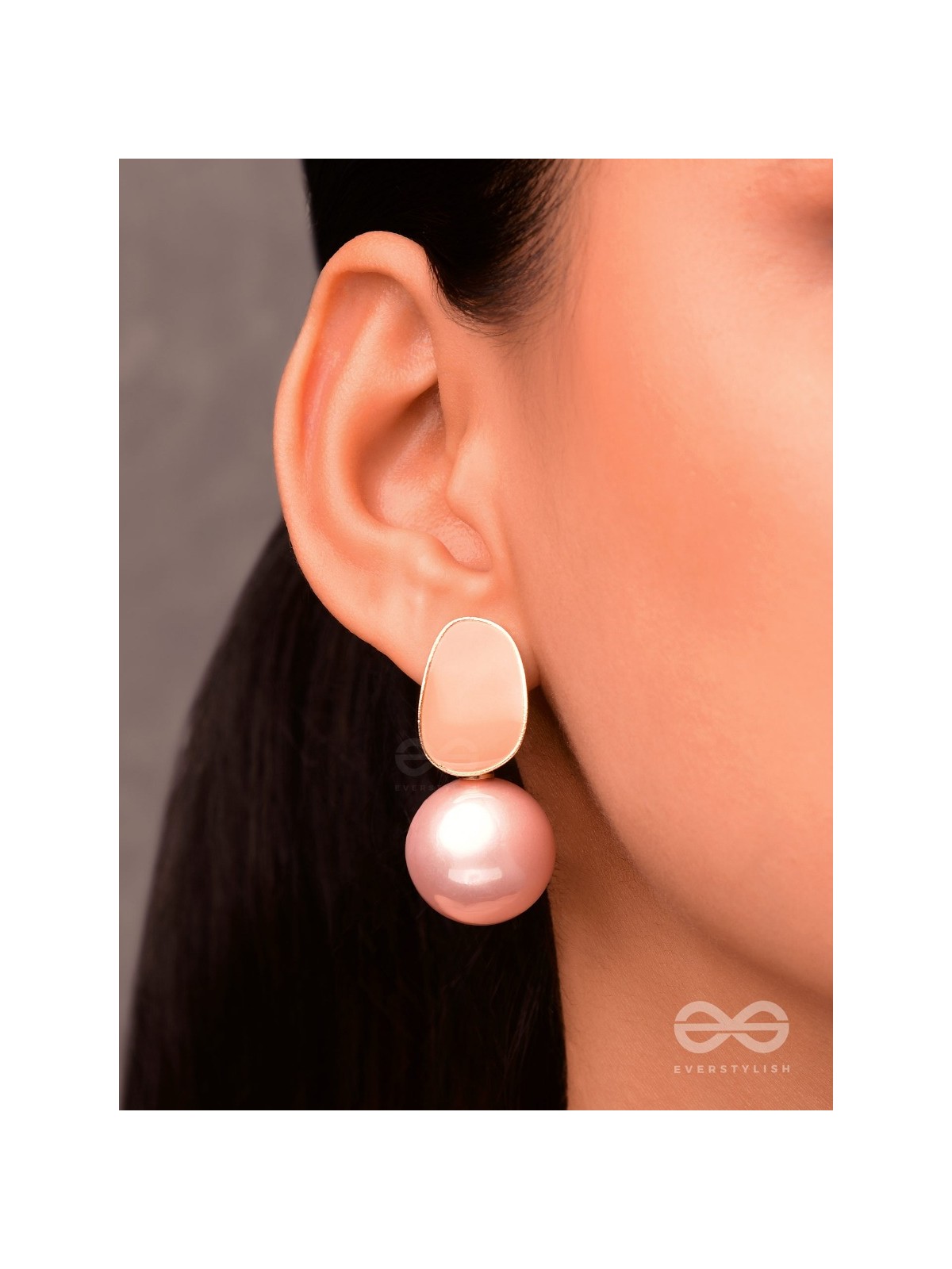 The Mesmerisingly Chic Statement Makers- Enamelled Pearl Earrings (Blush Pink)