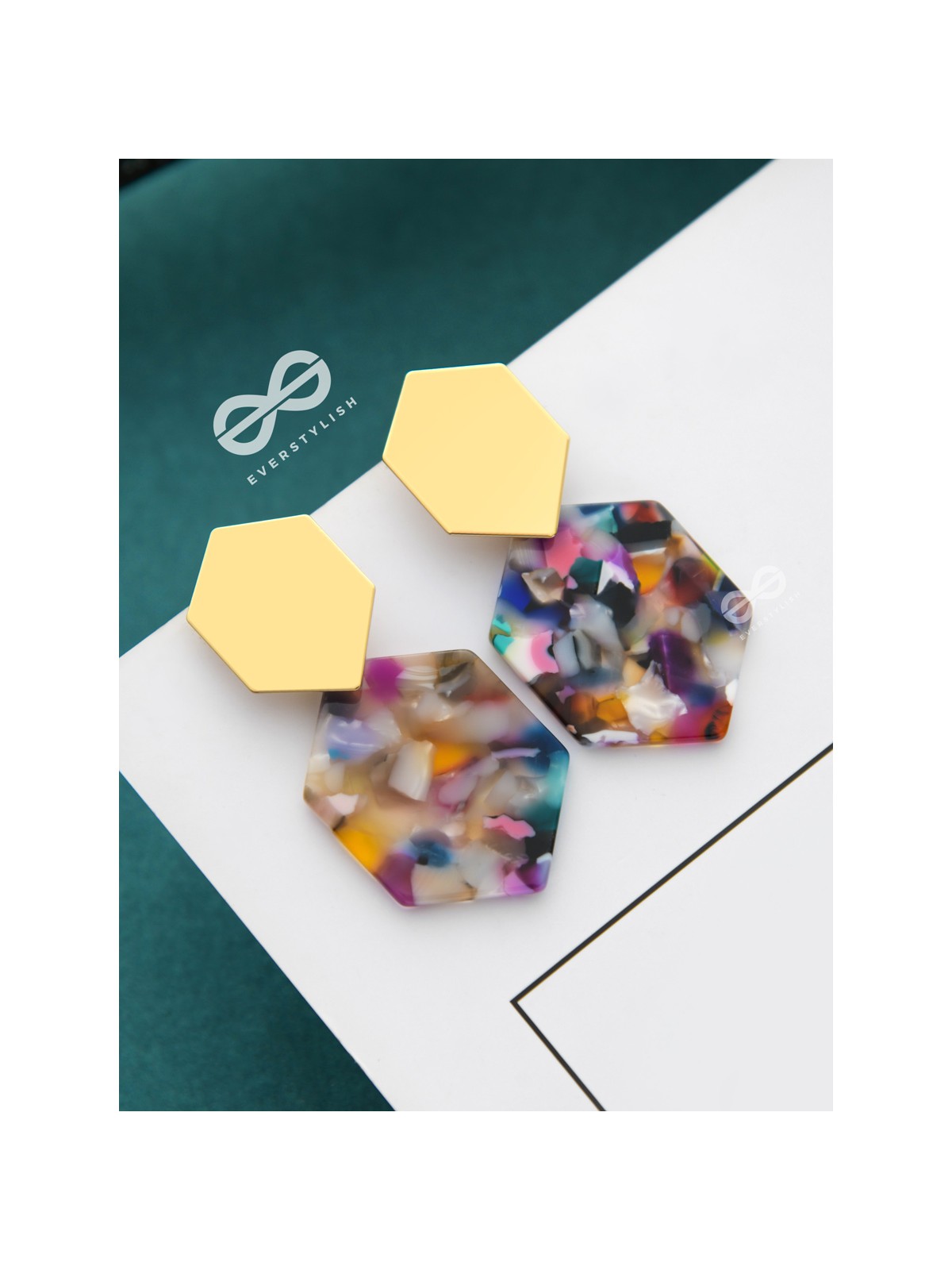 The Hypnotic Hexagons - Statement Golden Earrings