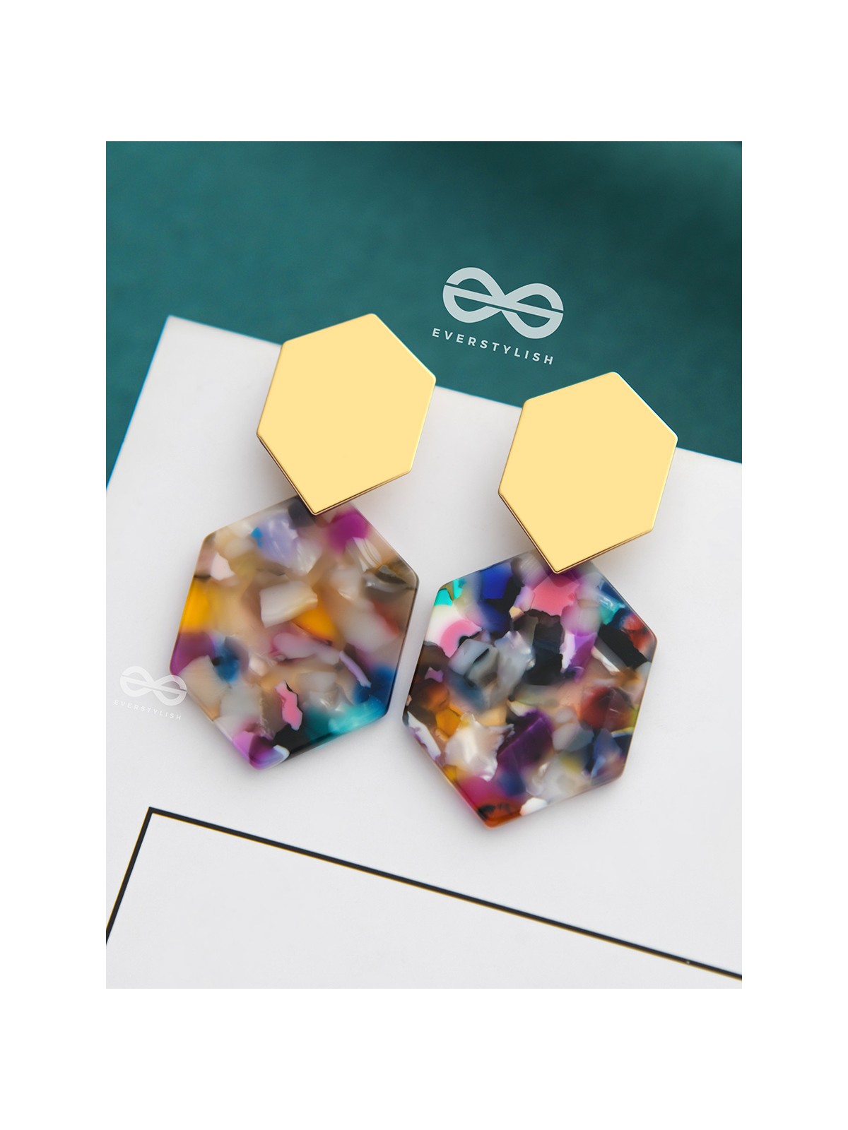 The Hypnotic Hexagons - Statement Golden Earrings