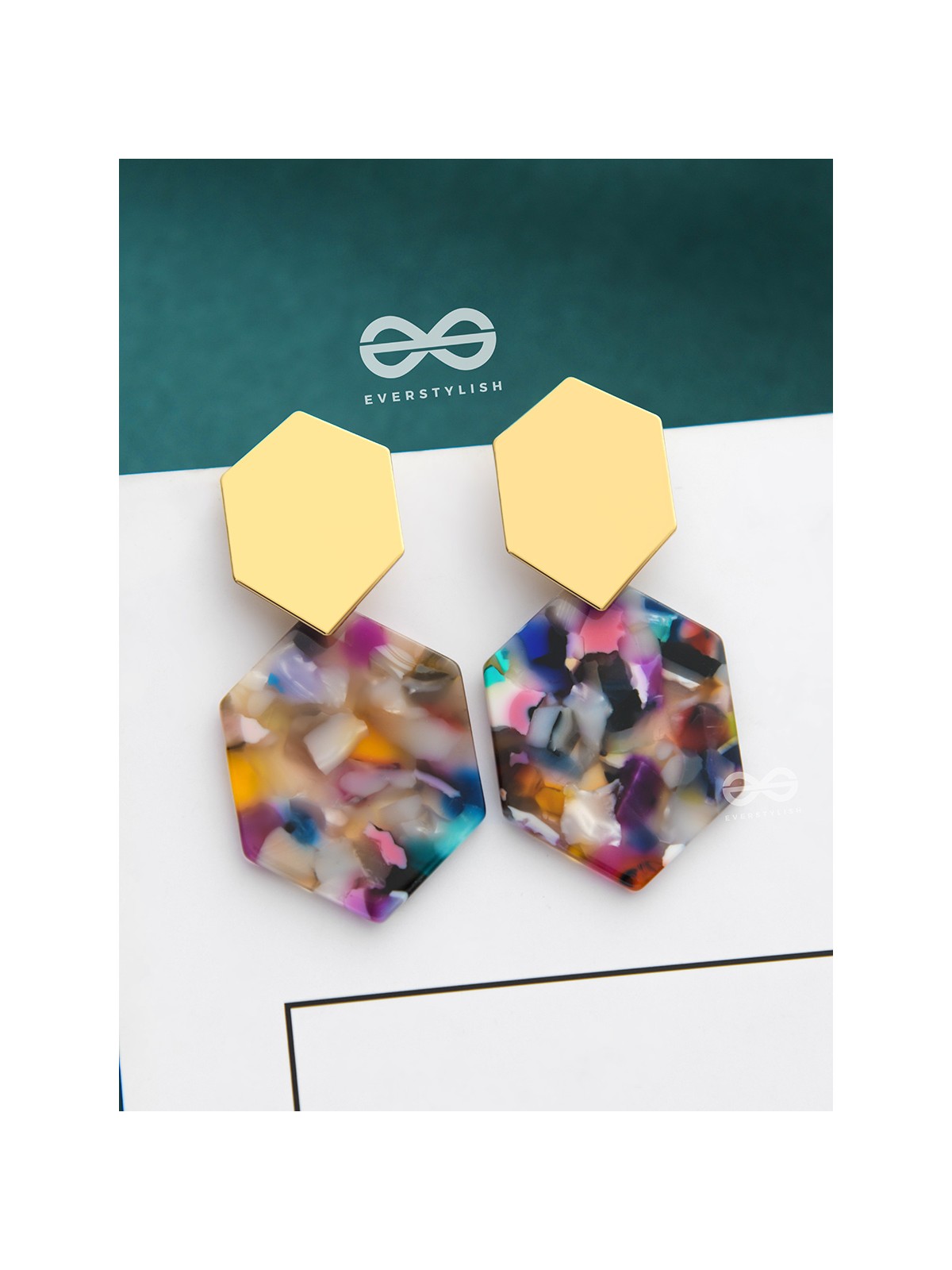 The Hypnotic Hexagons - Statement Golden Earrings