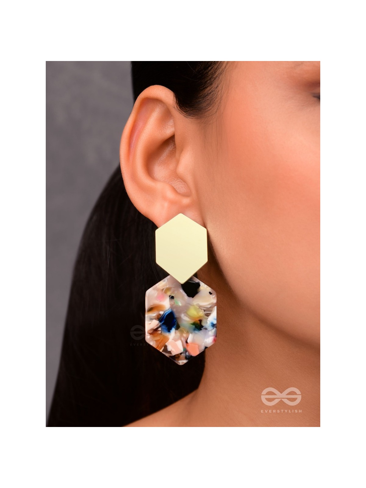 The Hypnotic Hexagons - Statement Golden Earrings