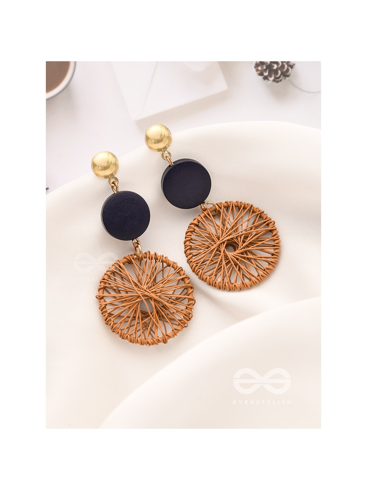 The Chic Woven Chakras (Brown) - Statement Dangler Earrings