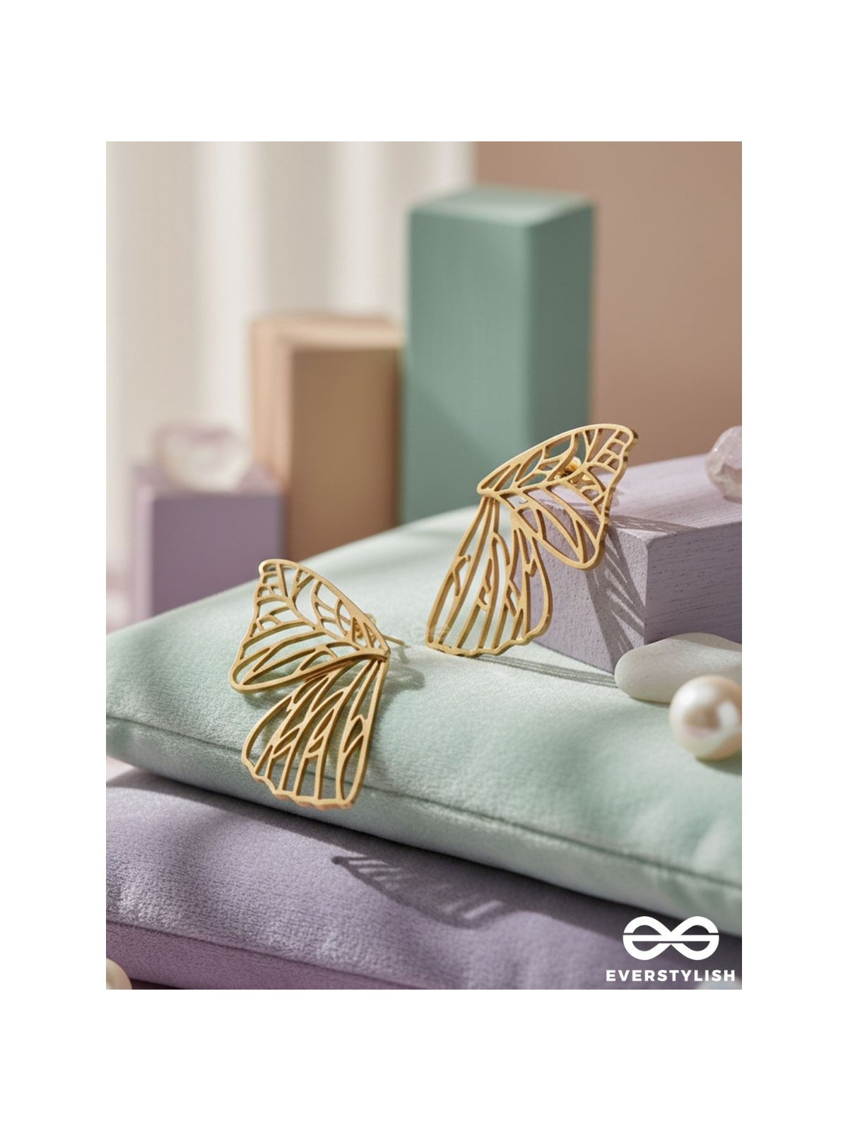 The Glorious Butterflies - Golden Statement Stud Earrings