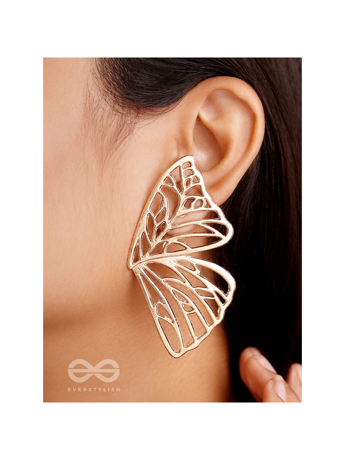 The Glorious Butterflies - Golden Statement Stud Earrings