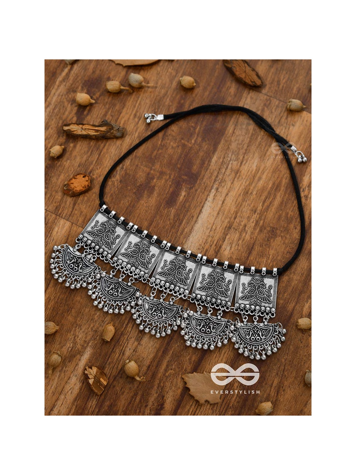 The Playful Peacock Artwork- Statement Oxidised Choker