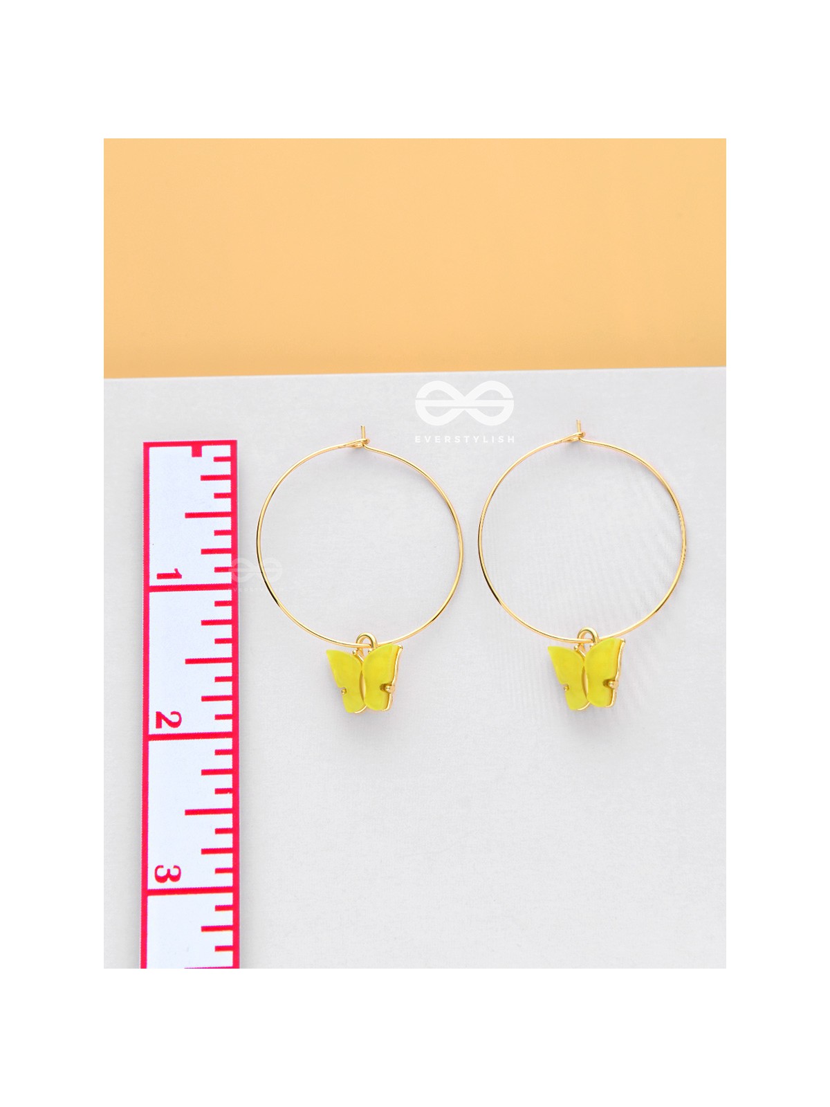 The Beauteous Butterfly Hoops (Yellow) - Golden Casual Earrings