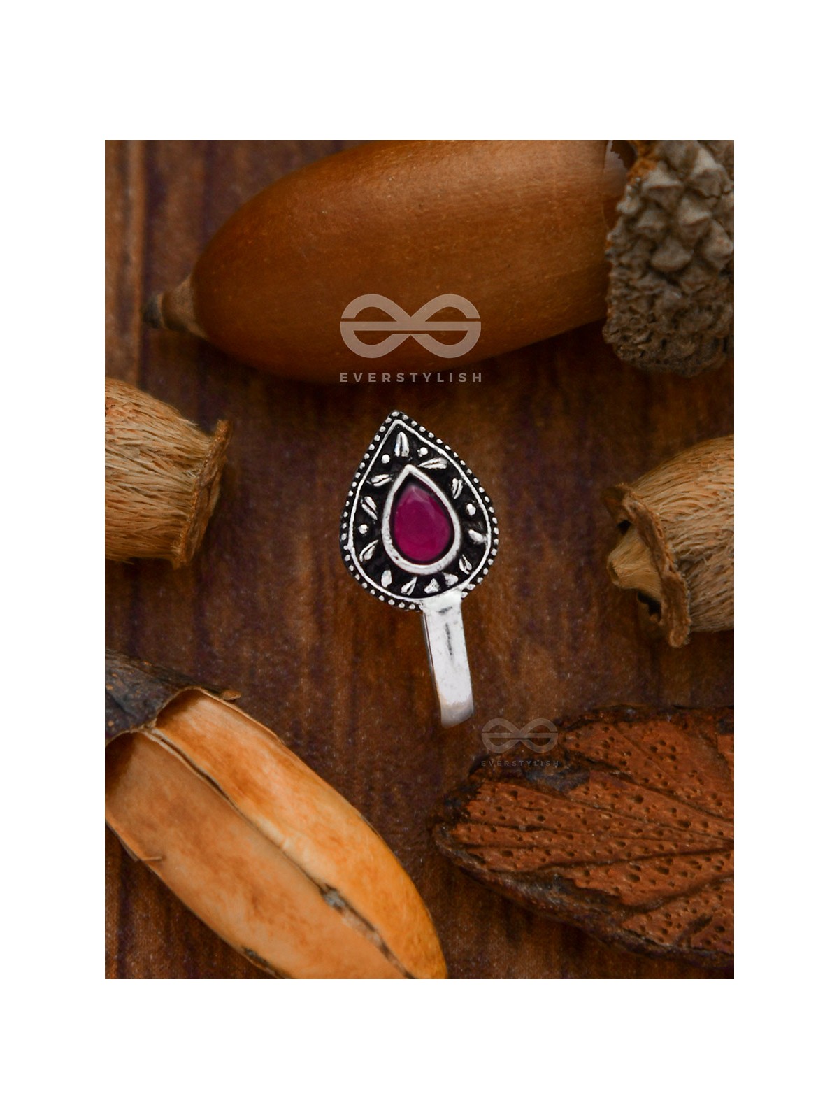 The Intricate Droplets - Embellished Non-pierced Nosepin (Ruby Red)