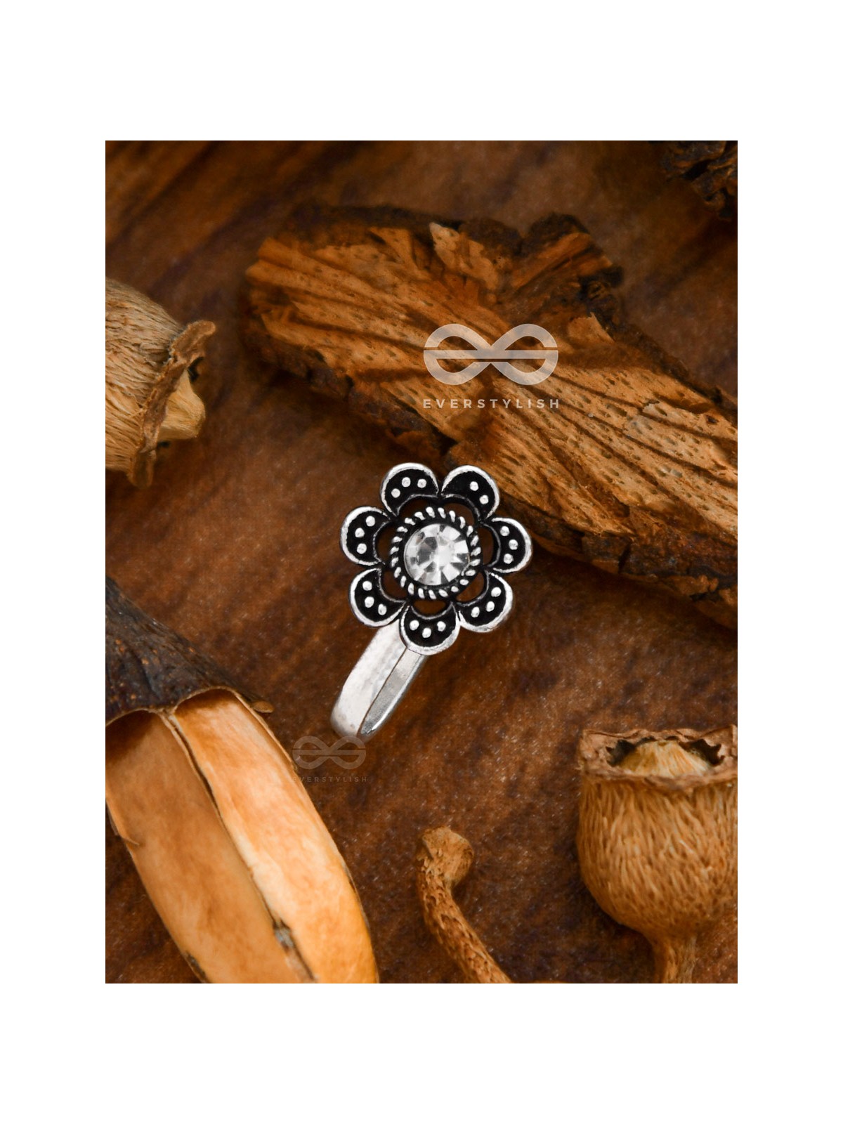 The Floral Delight - Embellished Non-pierced Nosepin (Shimmery White)