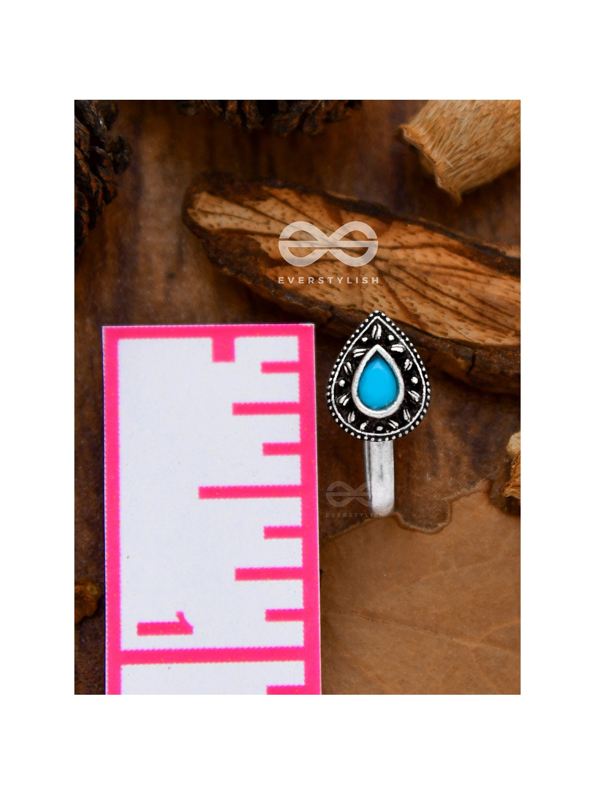 The Intricate Droplets - Embellished Non-pierced Nosepin (Turquoise)