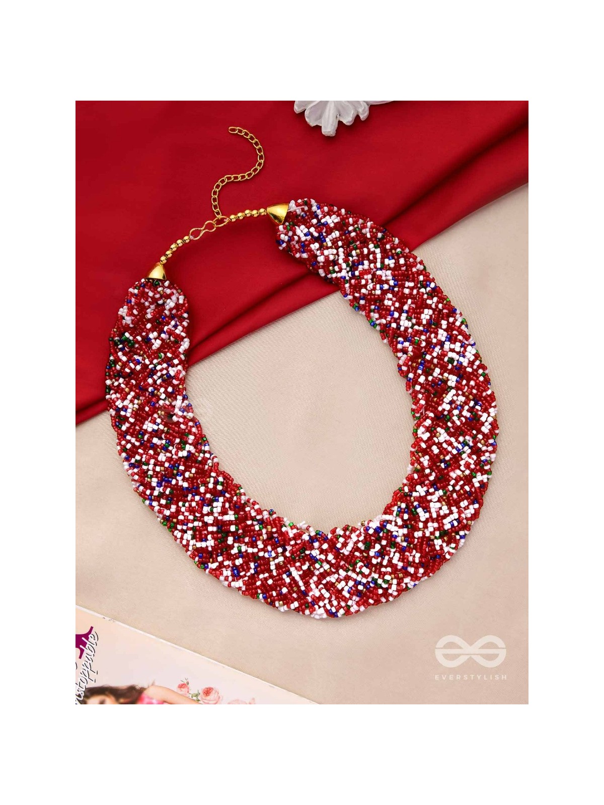 The Beauteous Braided Criss-Cross Beaded Necklace (Multicoloured)