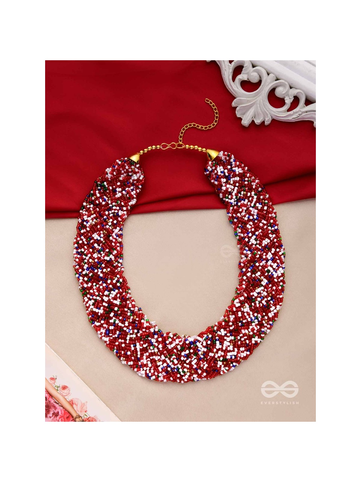 The Beauteous Braided Criss-Cross Beaded Necklace (Multicoloured)