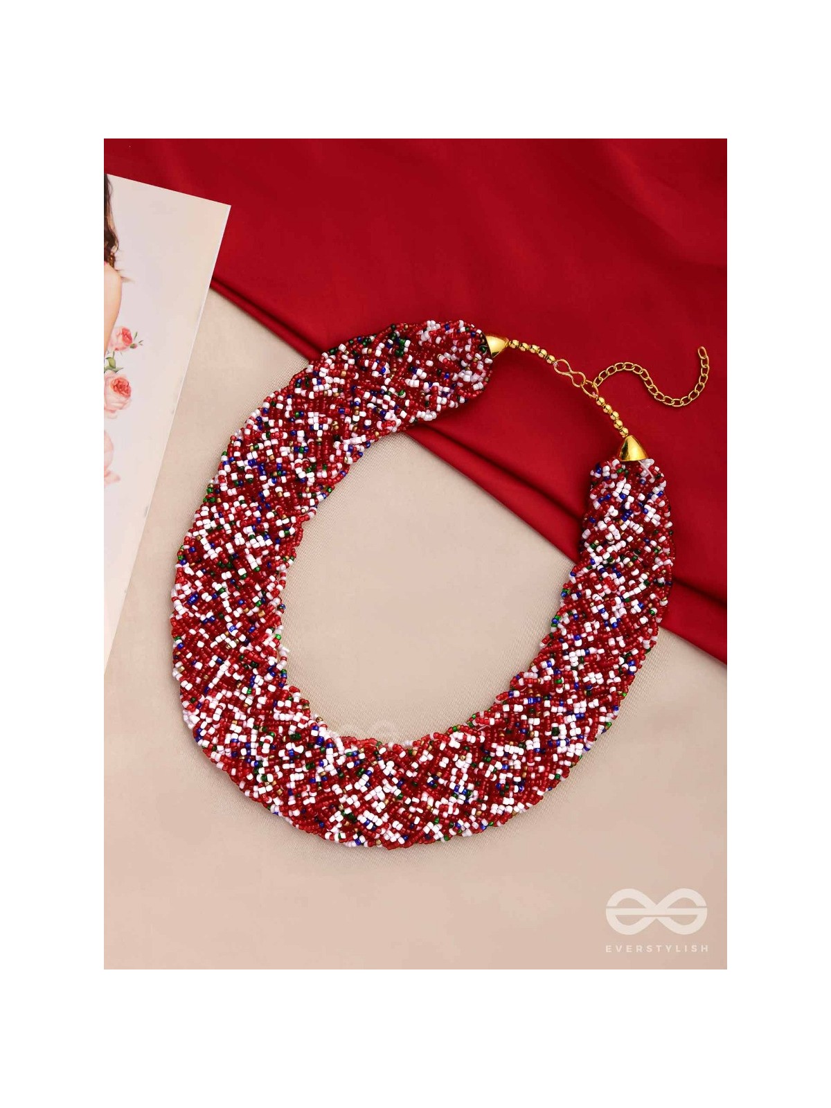The Beauteous Braided Criss-Cross Beaded Necklace (Multicoloured)