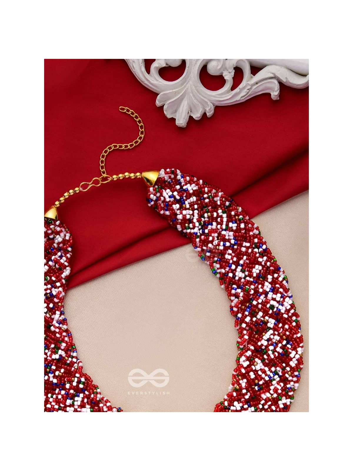 The Beauteous Braided Criss-Cross Beaded Necklace (Multicoloured)