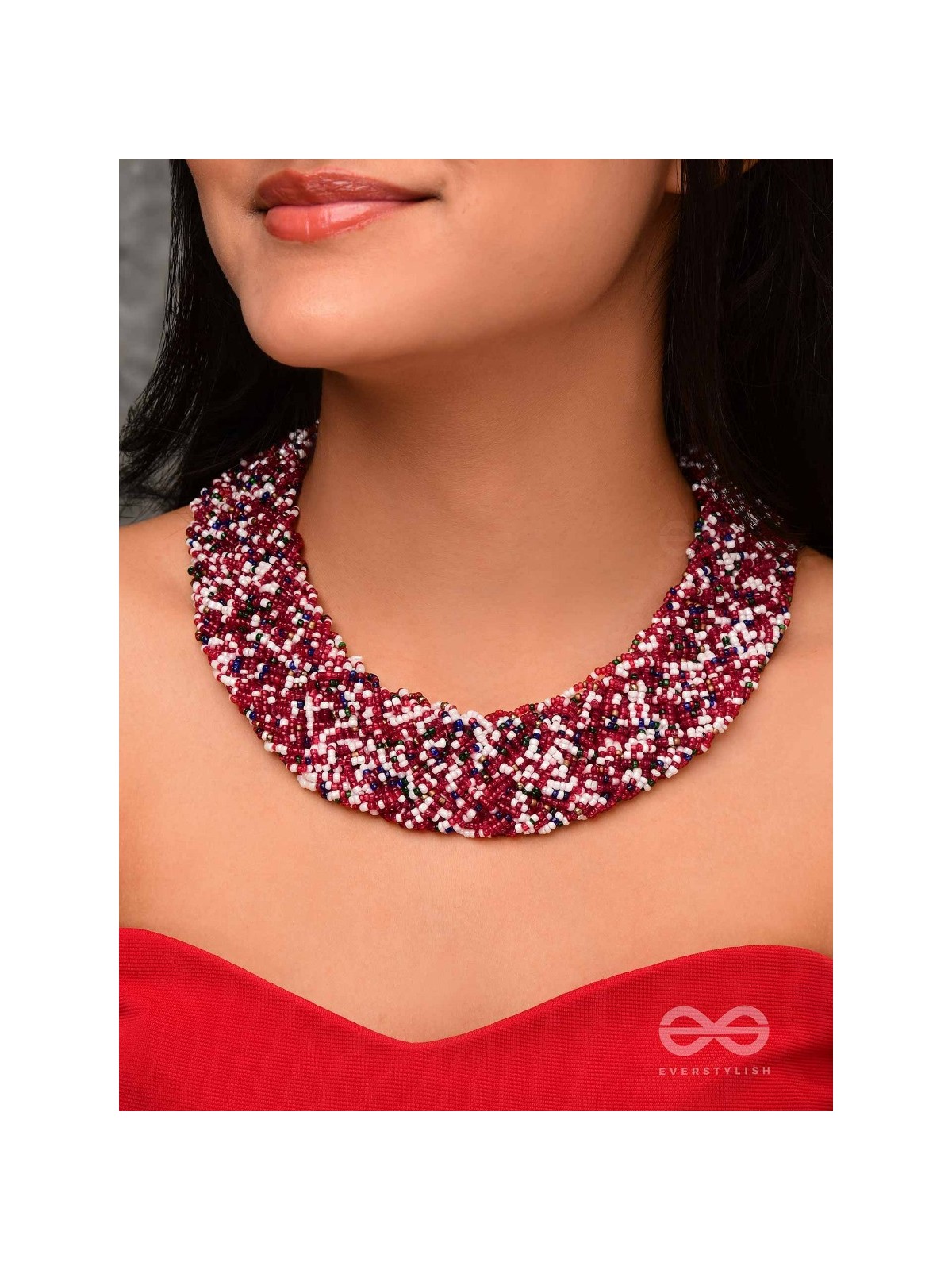 The Beauteous Braided Criss-Cross Beaded Necklace (Multicoloured)