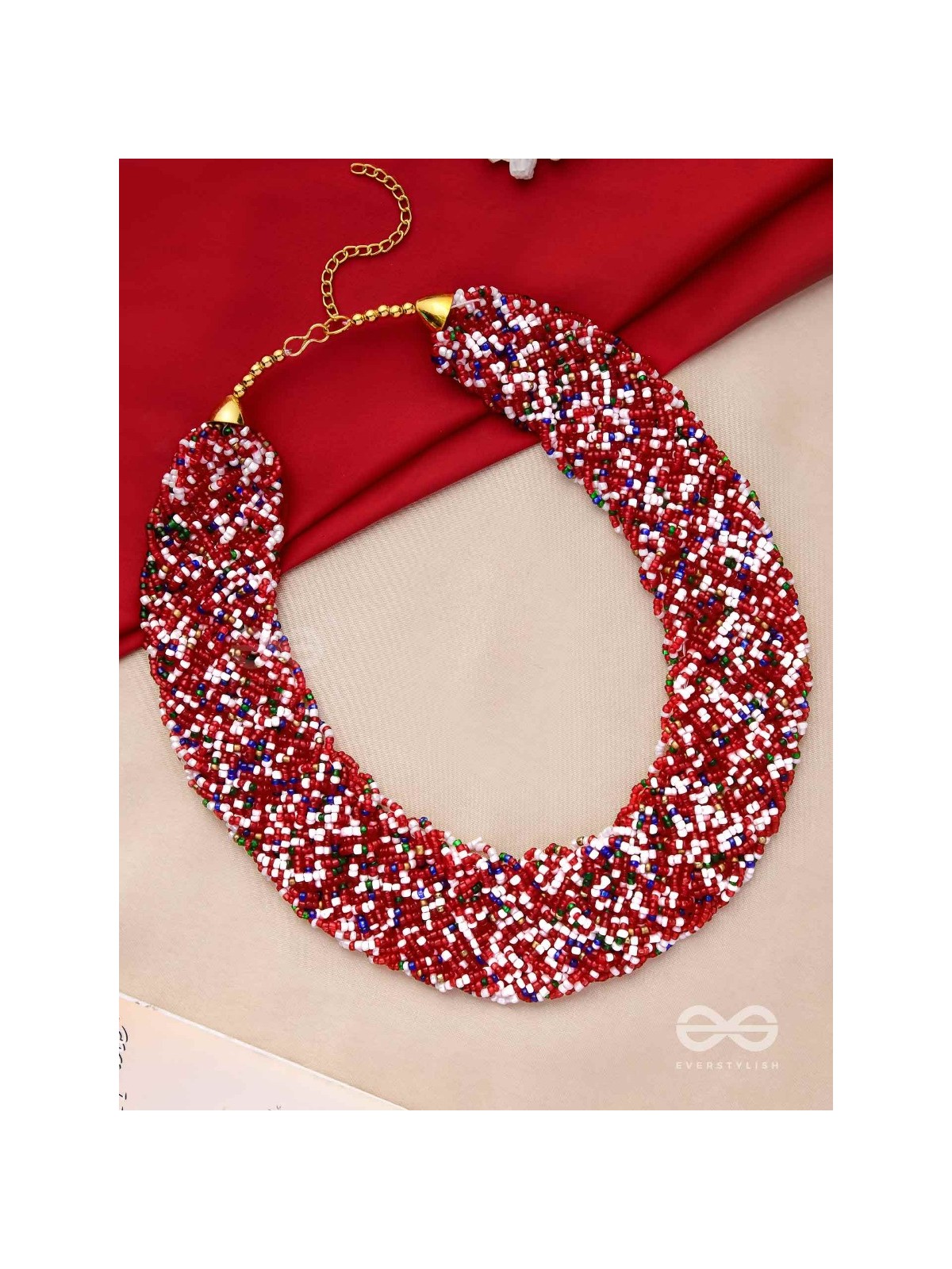 The Beauteous Braided Criss-Cross Beaded Necklace (Multicoloured)