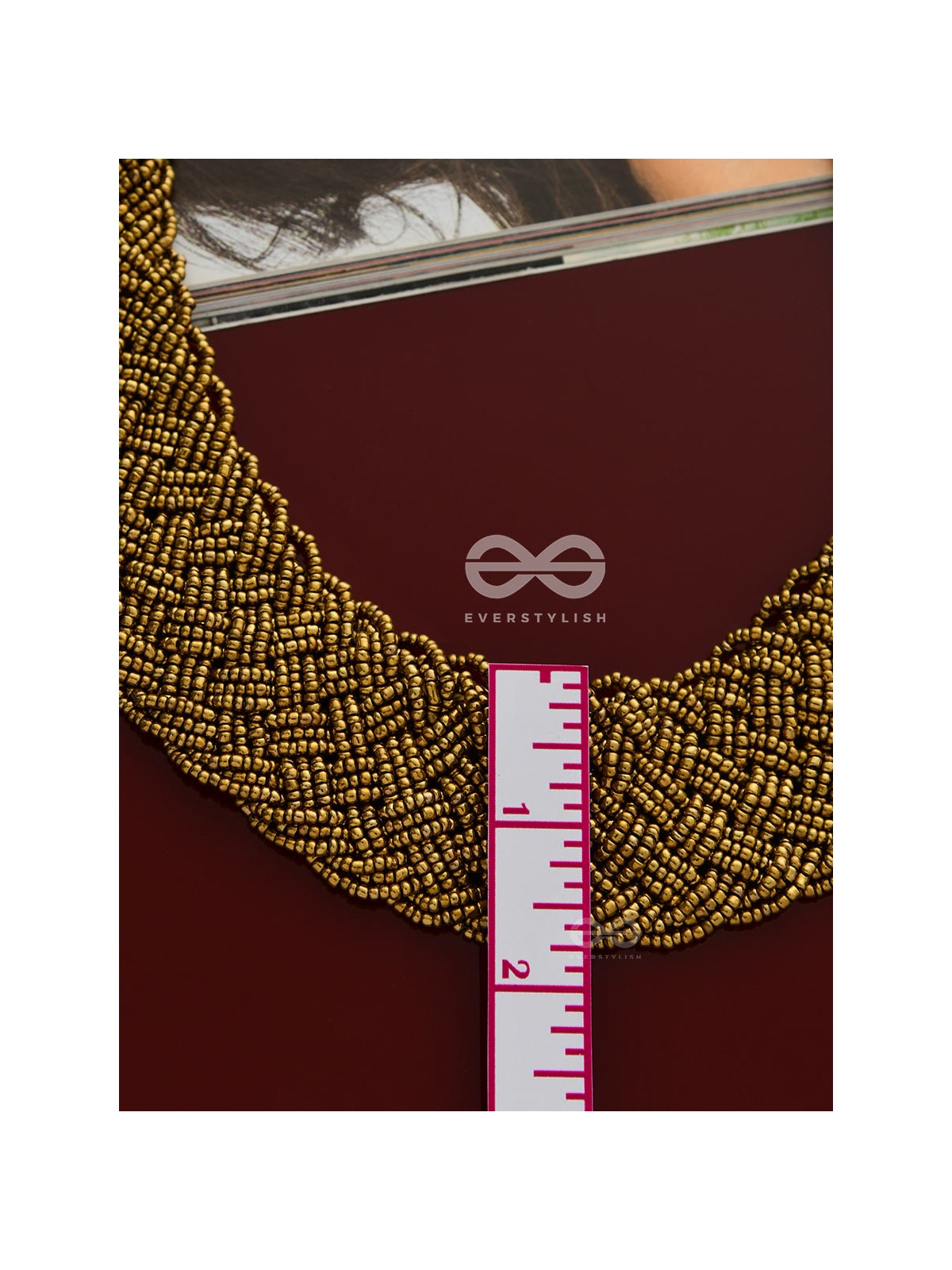 The Beauteous Braided Criss-Cross Beaded Necklace (Golden)