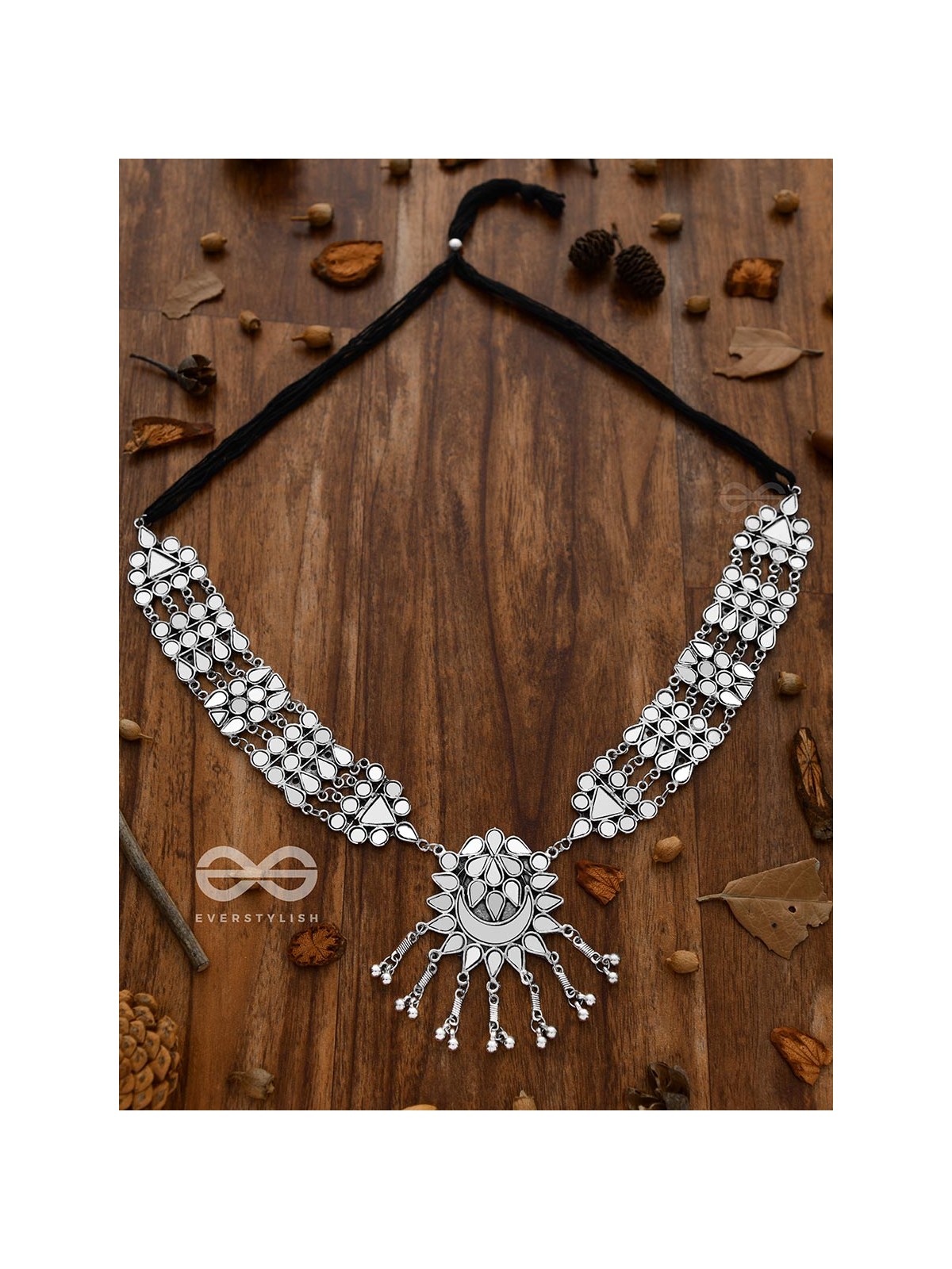 Simply a Class Apart - Gorgeous Statement Mirror Neckpiece And Earrings Set